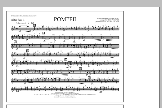 Learn to play Tom Wallace Pompeii - Alto Sax 1 sheet music for Marching Band in minutes. Price: 7.8900$ Tom Wallace Pompeii - Alto Sax 1 sheet music notes and chords arranged for Marching Band