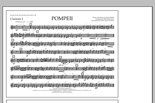 Learn to play Tom Wallace Pompeii - Clarinet 2 sheet music for Marching Band in minutes. Price: 7.8900$ Tom Wallace Pompeii - Clarinet 2 sheet music notes and chords arranged for Marching Band