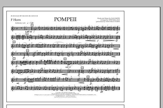 Learn to play Tom Wallace Pompeii - F Horn sheet music for Marching Band in minutes. Price: 7.8900$ Tom Wallace Pompeii - F Horn sheet music notes and chords arranged for Marching Band