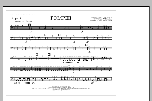 Tom Wallace Pompeii - Timpani sheet music notes and chords. Download Printable PDF.