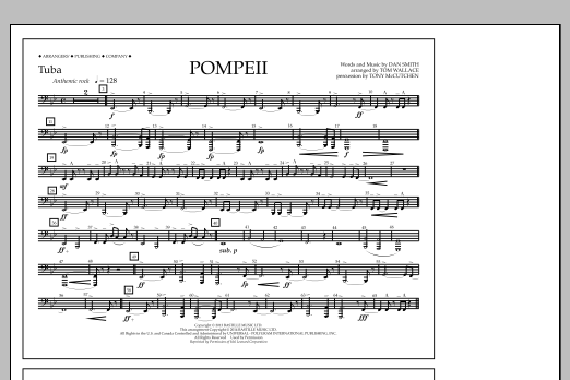 Tom Wallace Pompeii - Tuba sheet music notes and chords. Download Printable PDF.