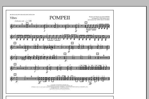 Tom Wallace Pompeii - Vibes sheet music notes and chords. Download Printable PDF.