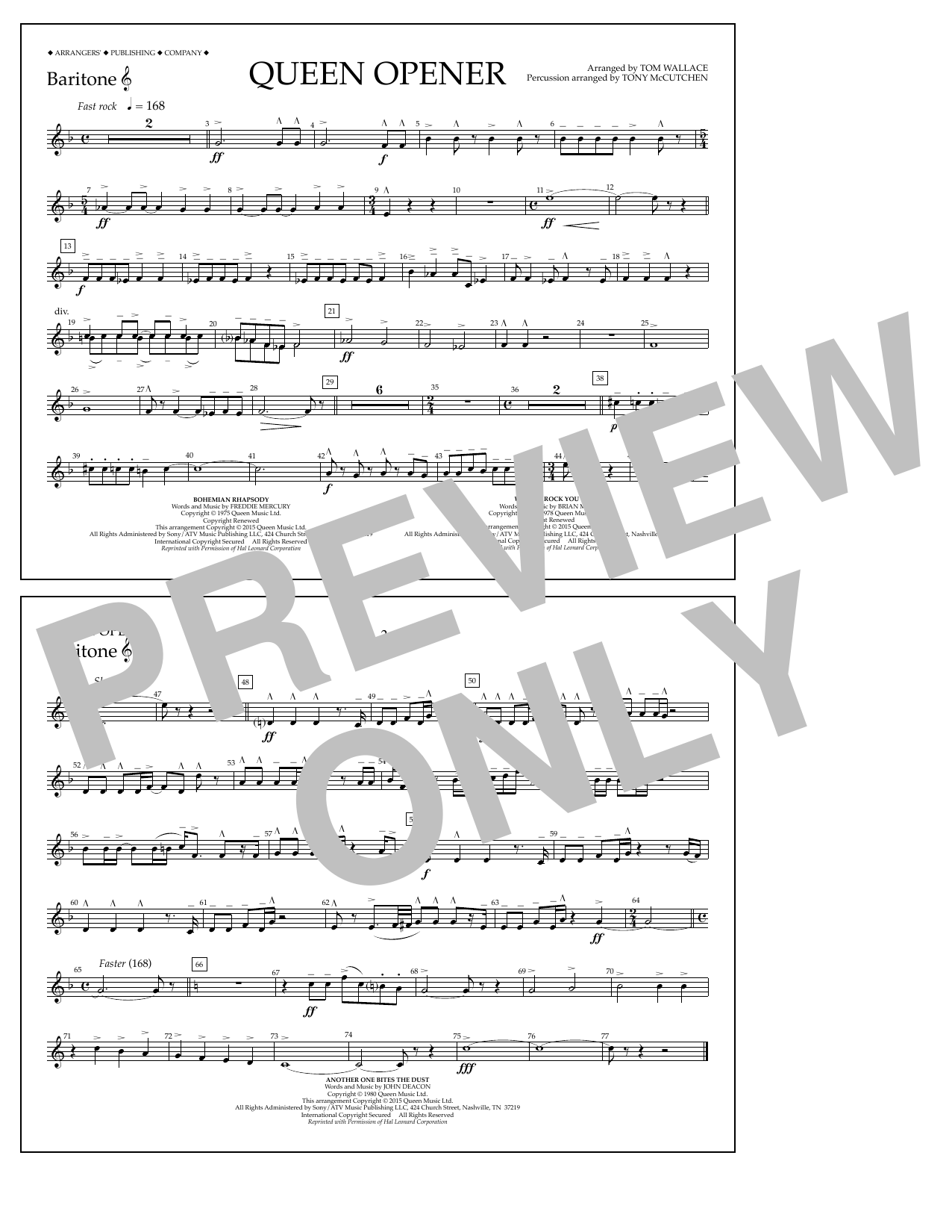 Learn to play Tom Wallace Queen Opener - Baritone T.C. sheet music for Marching Band in minutes. Price: 7.8900$ Tom Wallace Queen Opener - Baritone T.C. sheet music notes and chords arranged for Marching Band