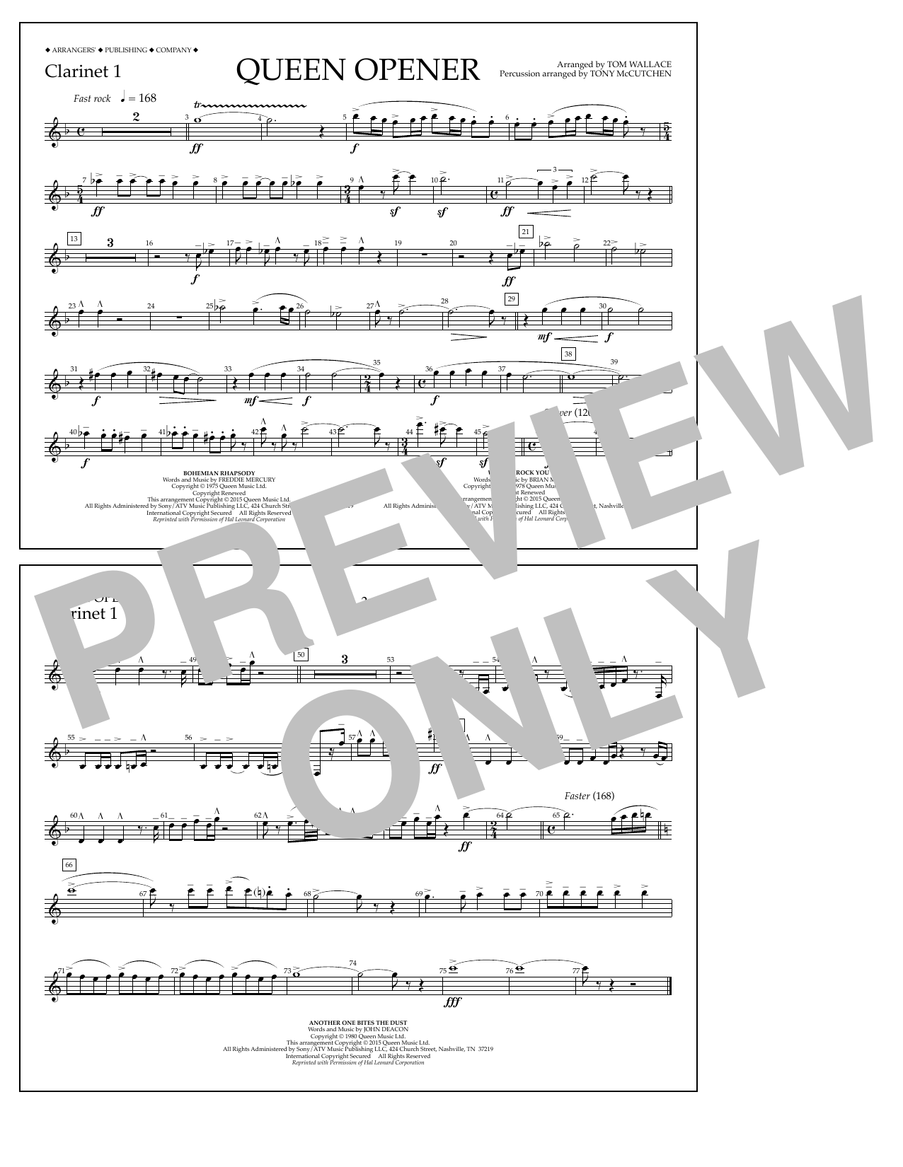Learn to play Tom Wallace Queen Opener - Clarinet 1 sheet music for Marching Band in minutes. Price: 7.8900$ Tom Wallace Queen Opener - Clarinet 1 sheet music notes and chords arranged for Marching Band