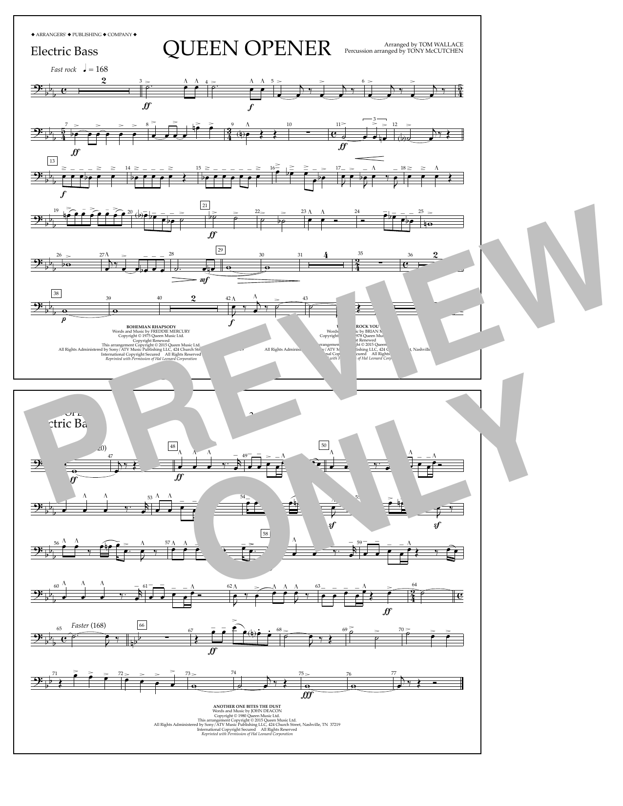 Learn to play Tom Wallace Queen Opener - Electric Bass sheet music for Marching Band in minutes. Price: 7.8900$ Tom Wallace Queen Opener - Electric Bass sheet music notes and chords arranged for Marching Band