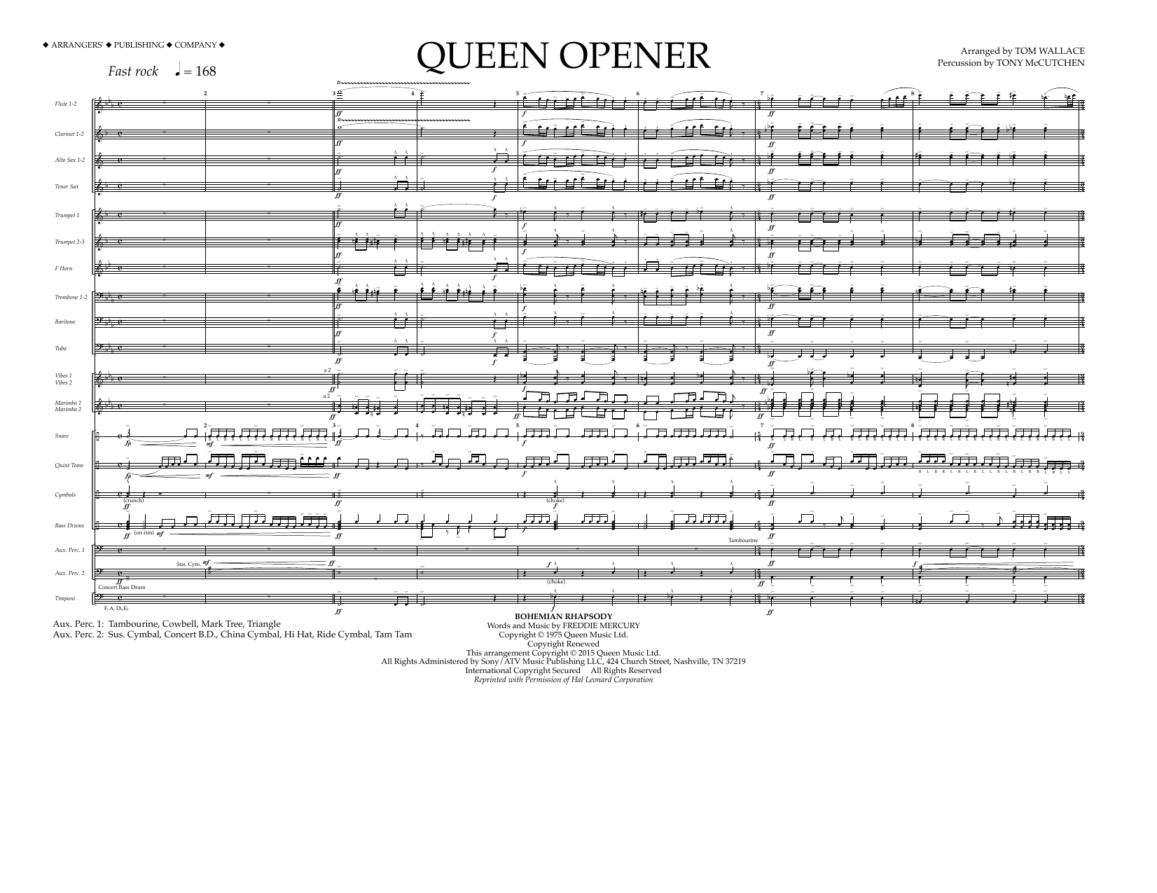 Learn to play Tom Wallace Queen Opener - Full Score sheet music for Marching Band in minutes. Price: 11.9700$ Tom Wallace Queen Opener - Full Score sheet music notes and chords arranged for Marching Band