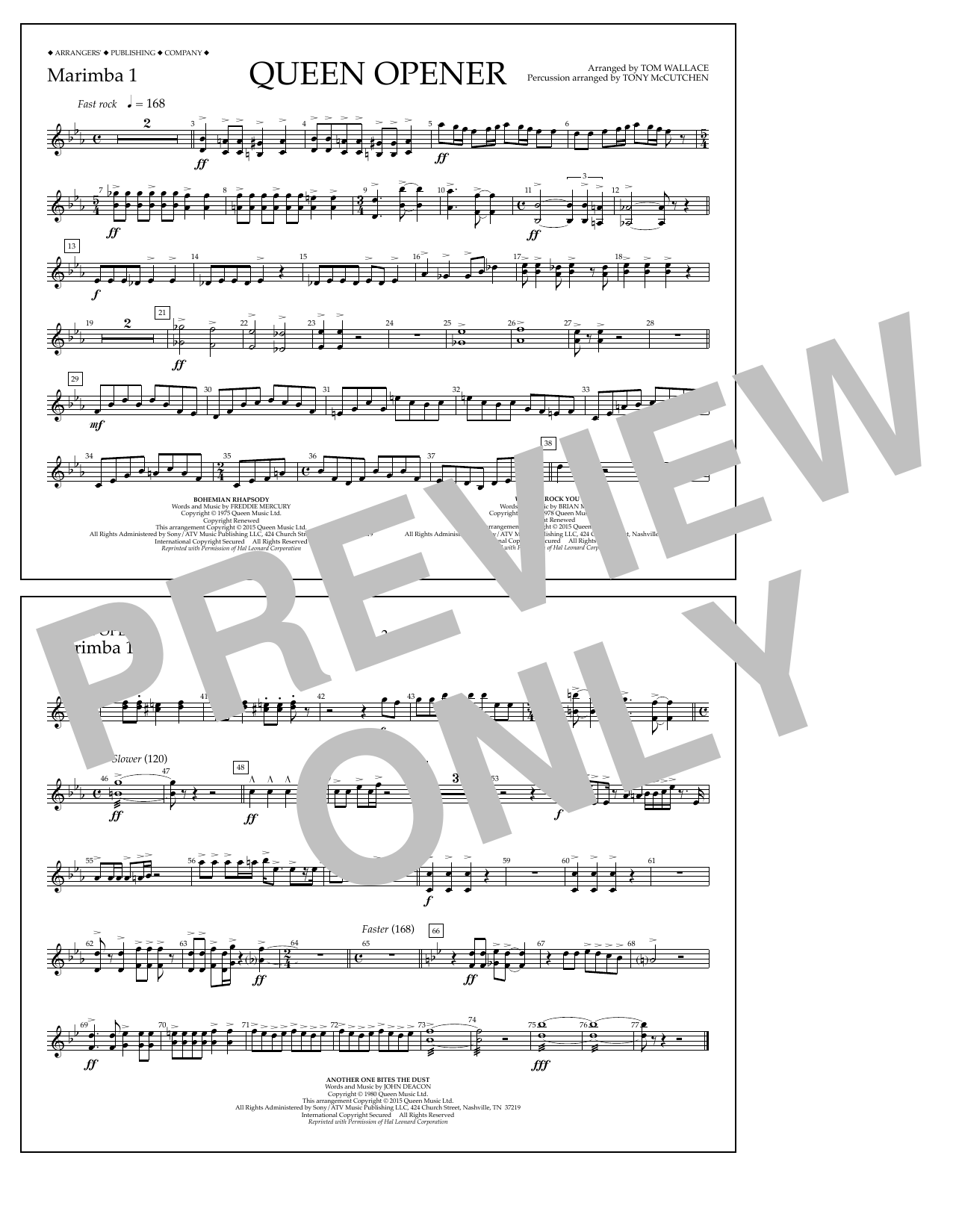 Learn to play Tom Wallace Queen Opener - Marimba 1 sheet music for Marching Band in minutes. Price: 7.8900$ Tom Wallace Queen Opener - Marimba 1 sheet music notes and chords arranged for Marching Band