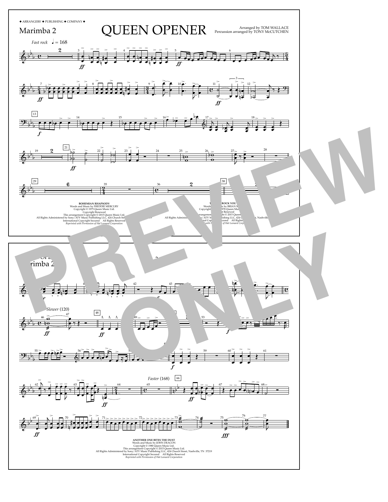 Learn to play Tom Wallace Queen Opener - Marimba 2 sheet music for Marching Band in minutes. Price: 7.8900$ Tom Wallace Queen Opener - Marimba 2 sheet music notes and chords arranged for Marching Band