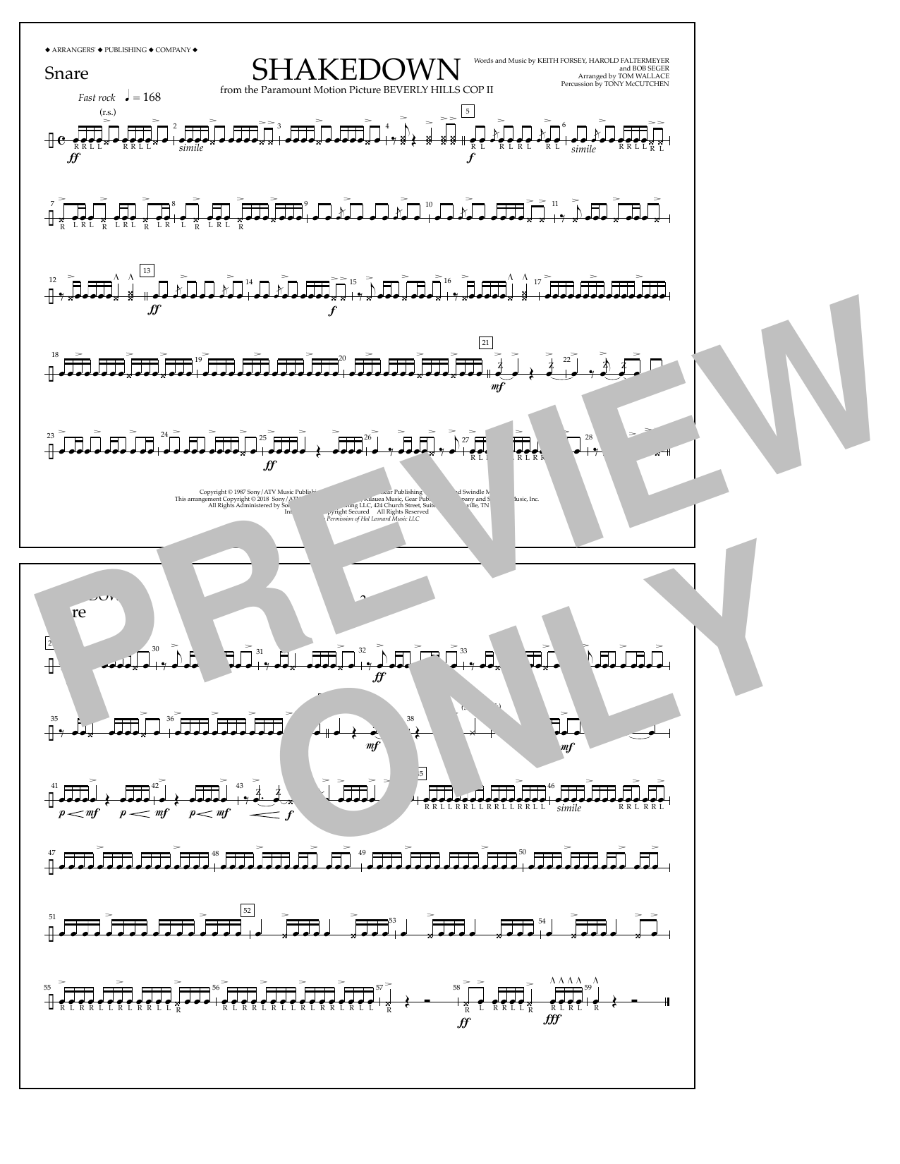 Tom Wallace Shakedown - Snare sheet music notes and chords. Download Printable PDF.