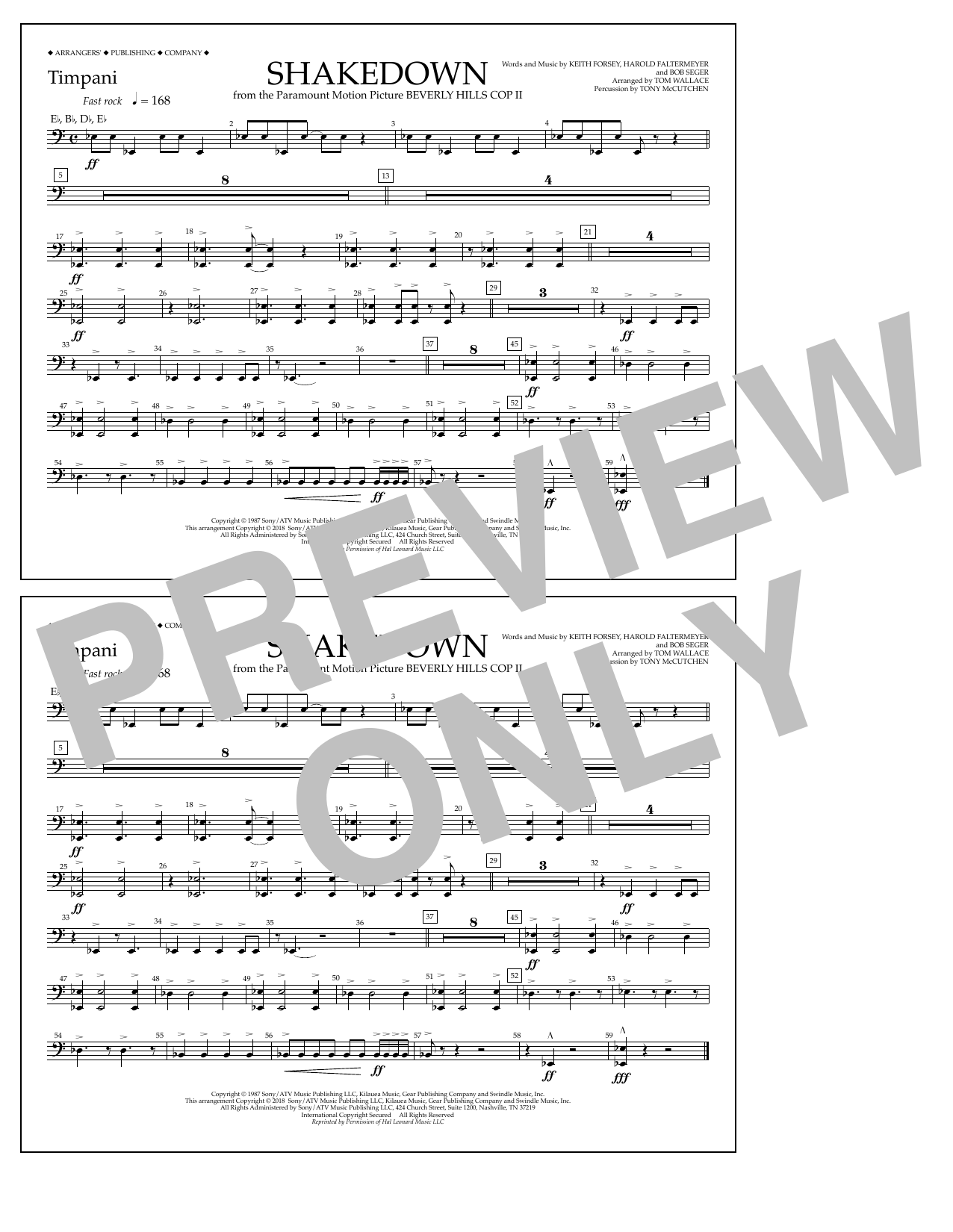 Tom Wallace Shakedown - Timpani sheet music notes and chords. Download Printable PDF.