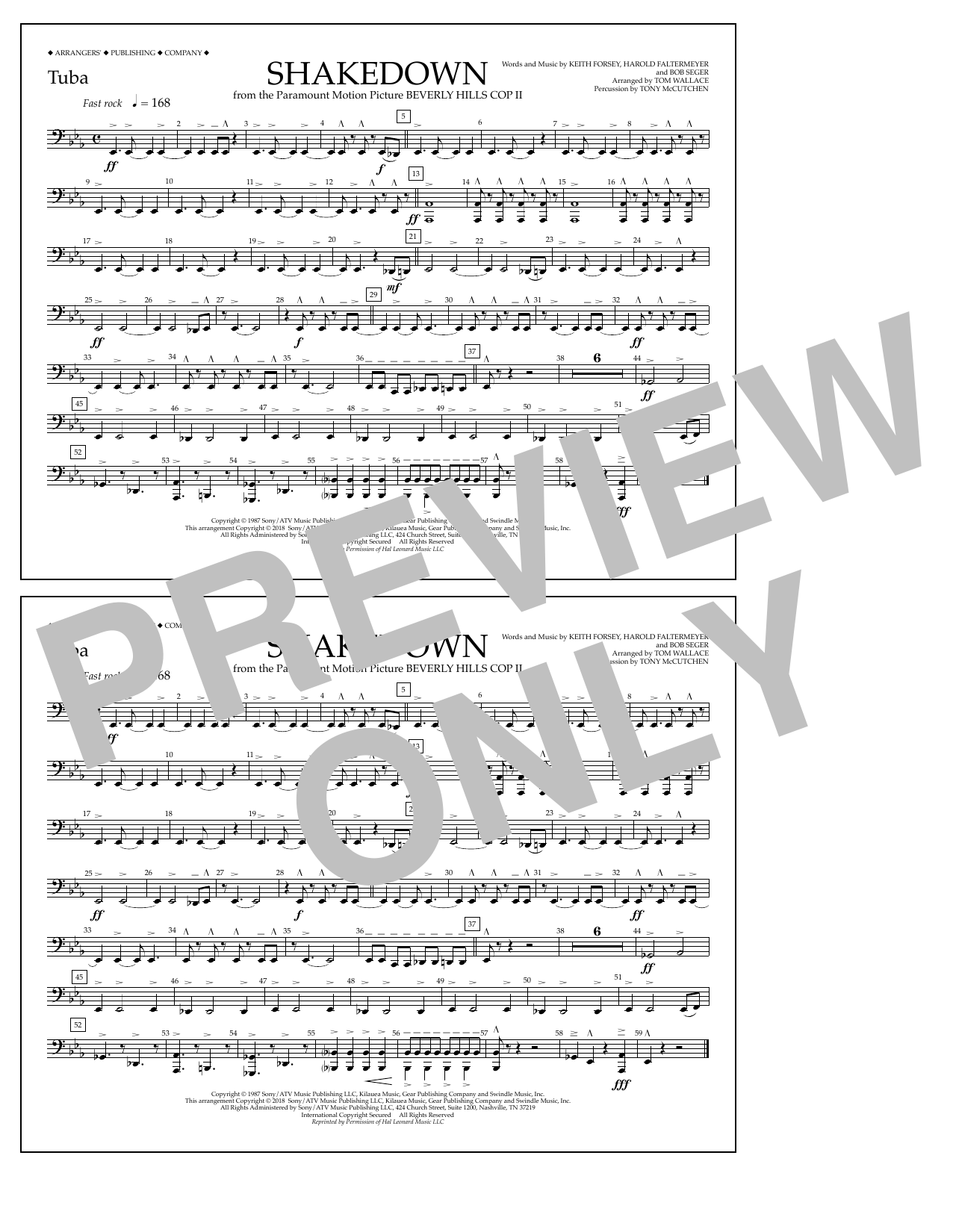 Tom Wallace Shakedown - Tuba sheet music notes and chords. Download Printable PDF.