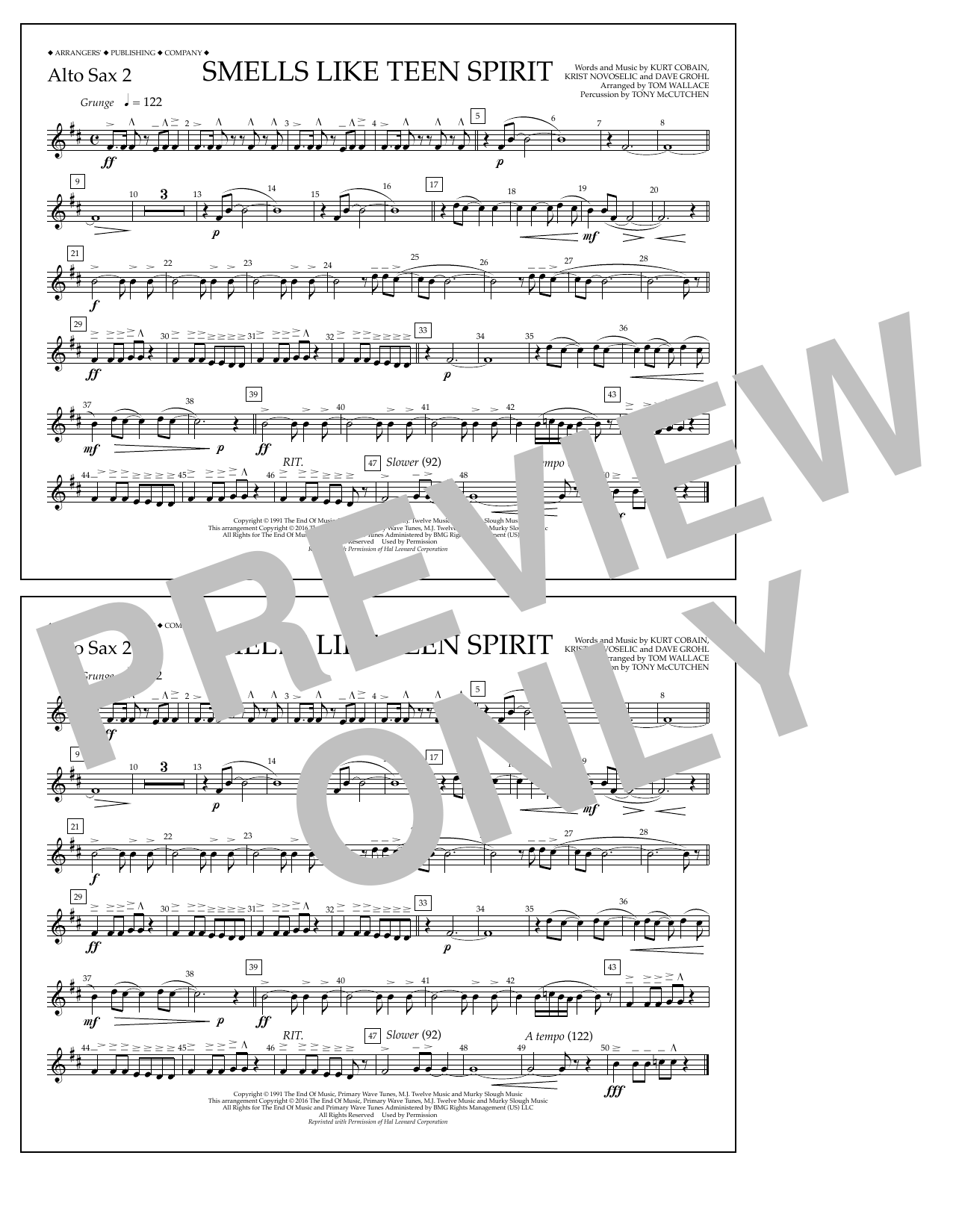 Learn to play Tom Wallace Smells Like Teen Spirit - Alto Sax 2 sheet music for Marching Band in minutes. Price: 7.8900$ Tom Wallace Smells Like Teen Spirit - Alto Sax 2 sheet music notes and chords arranged for Marching Band