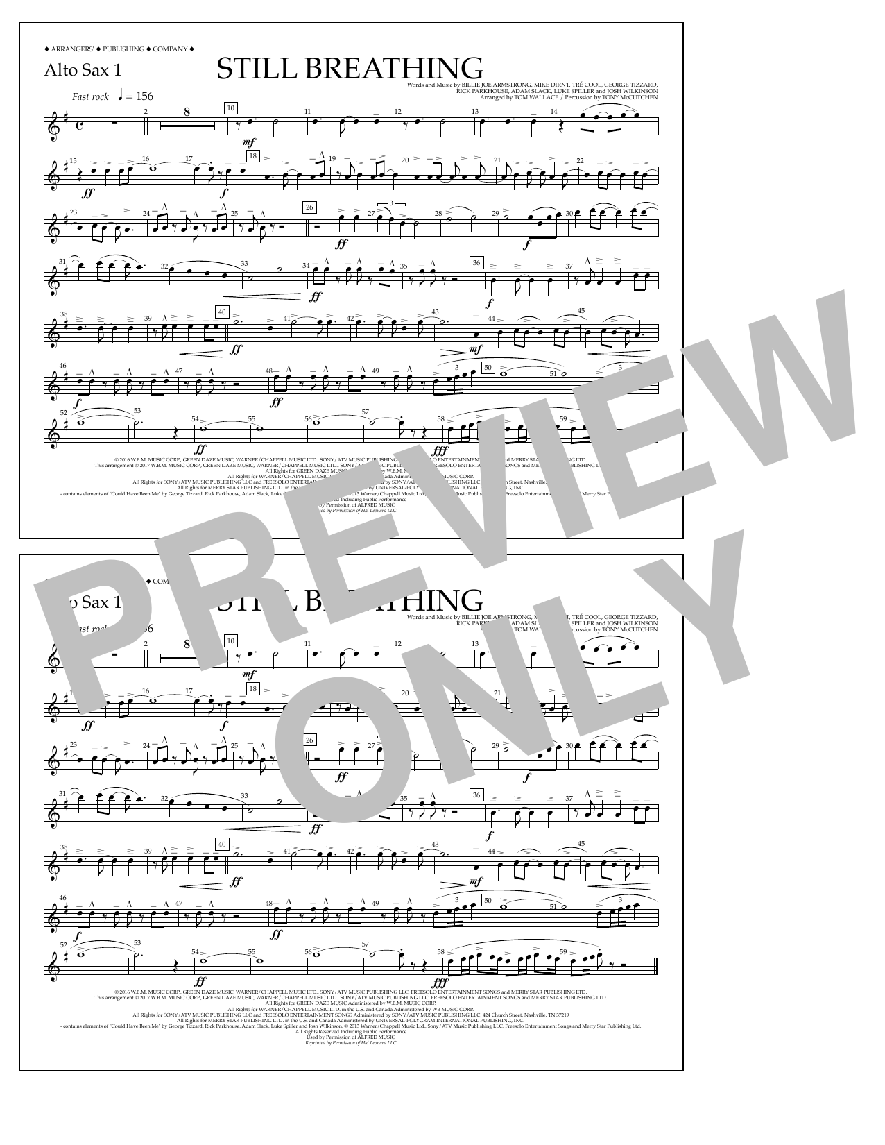 Learn to play Tom Wallace Still Breathing - Alto Sax 1 sheet music for Marching Band in minutes. Price: 7.8900$ Tom Wallace Still Breathing - Alto Sax 1 sheet music notes and chords arranged for Marching Band