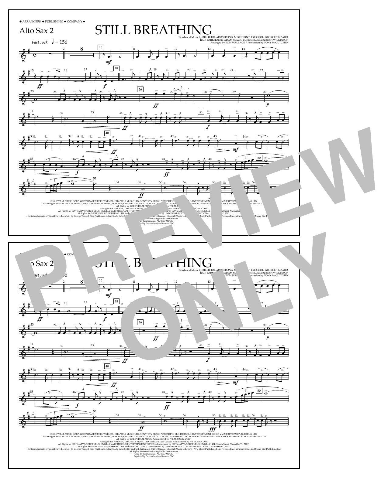 Learn to play Tom Wallace Still Breathing - Alto Sax 2 sheet music for Marching Band in minutes. Price: 7.8900$ Tom Wallace Still Breathing - Alto Sax 2 sheet music notes and chords arranged for Marching Band