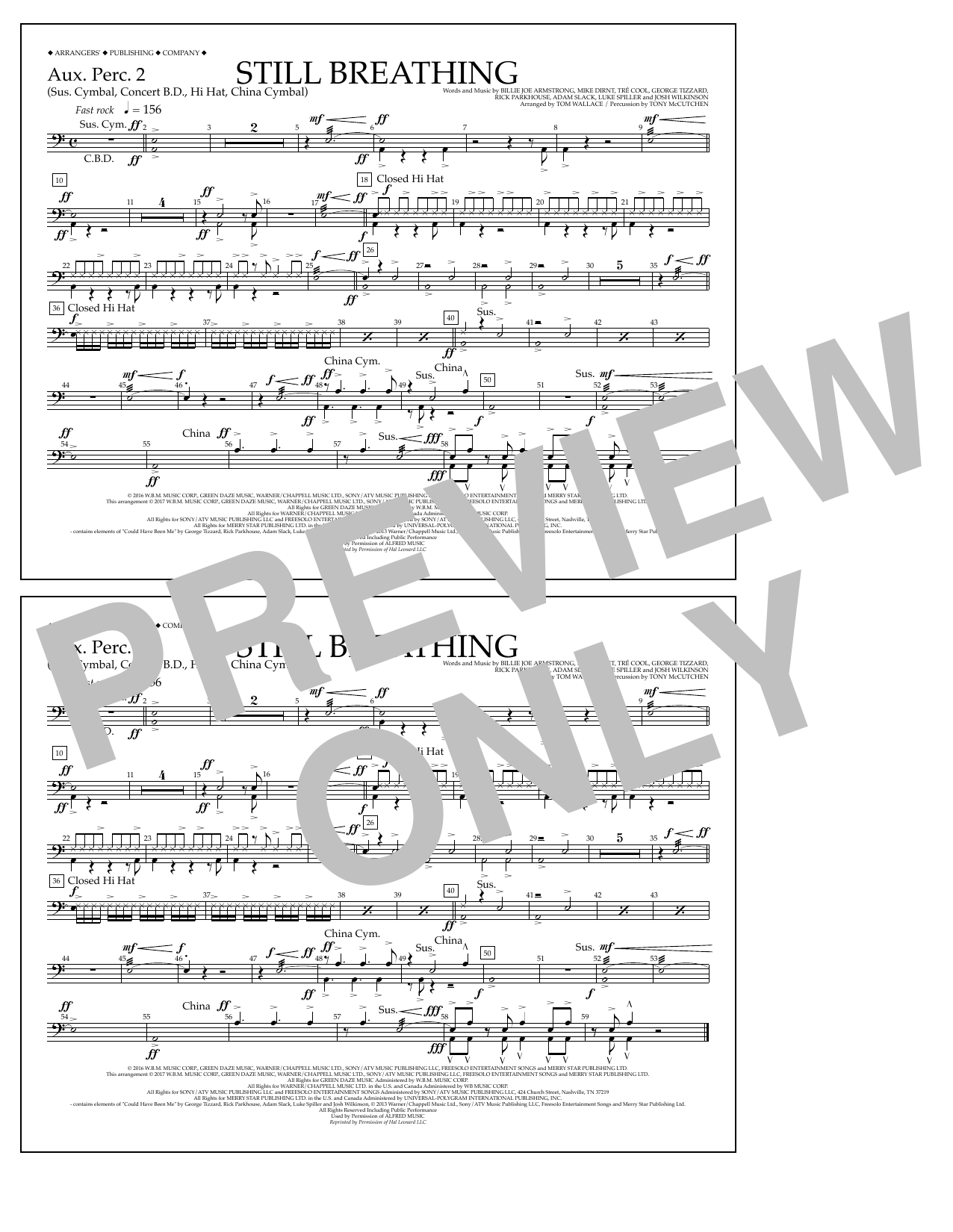 Learn to play Tom Wallace Still Breathing - Aux. Perc. 2 sheet music for Marching Band in minutes. Price: 7.8900$ Tom Wallace Still Breathing - Aux. Perc. 2 sheet music notes and chords arranged for Marching Band