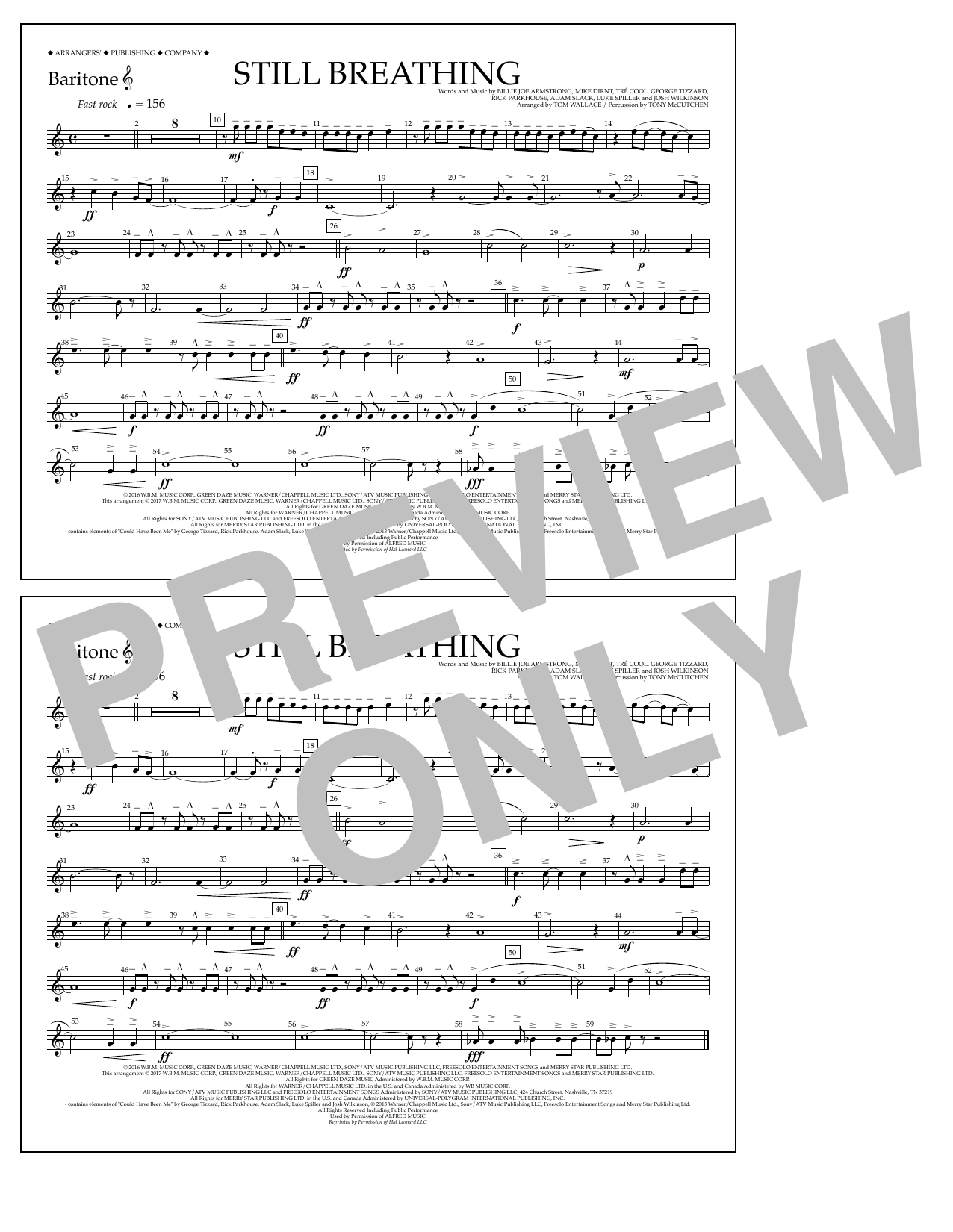 Learn to play Tom Wallace Still Breathing - Baritone T.C. sheet music for Marching Band in minutes. Price: 7.8900$ Tom Wallace Still Breathing - Baritone T.C. sheet music notes and chords arranged for Marching Band