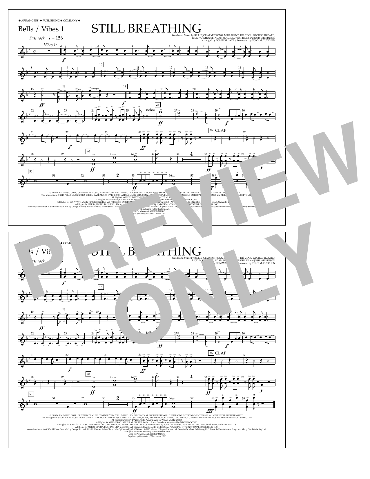 Learn to play Tom Wallace Still Breathing - Bells/Vibes 1 sheet music for Marching Band in minutes. Price: 7.8900$ Tom Wallace Still Breathing - Bells/Vibes 1 sheet music notes and chords arranged for Marching Band