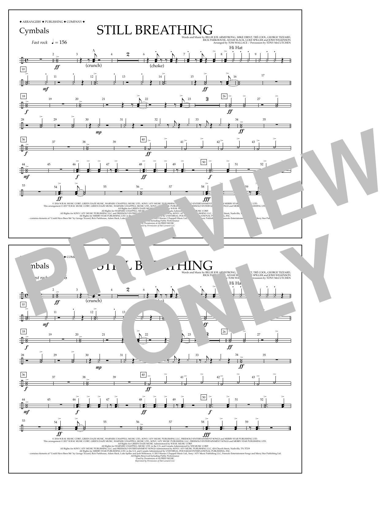 Learn to play Tom Wallace Still Breathing - Cymbals sheet music for Marching Band in minutes. Price: 7.8900$ Tom Wallace Still Breathing - Cymbals sheet music notes and chords arranged for Marching Band