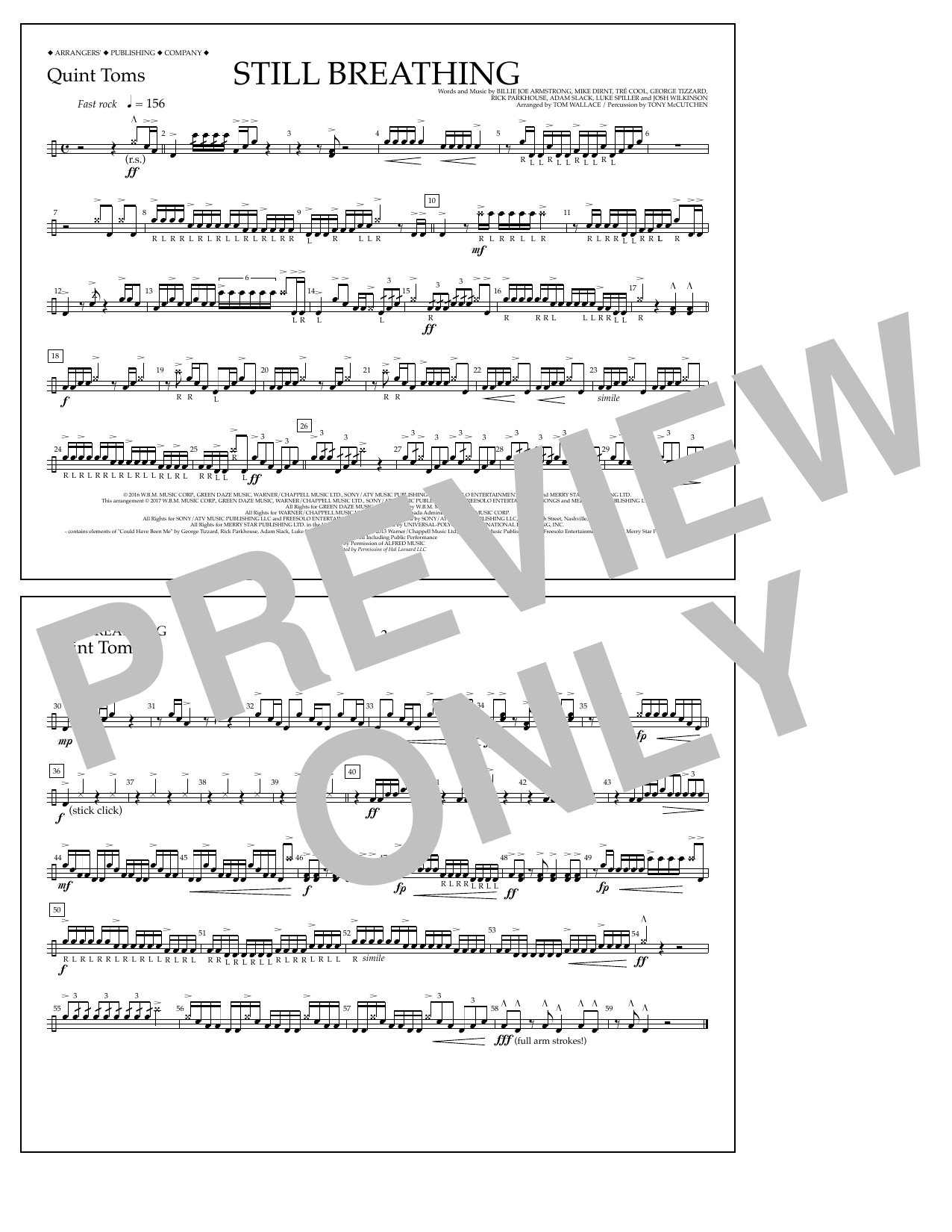 Learn to play Tom Wallace Still Breathing - Quint-Toms sheet music for Marching Band in minutes. Price: 7.8900$ Tom Wallace Still Breathing - Quint-Toms sheet music notes and chords arranged for Marching Band