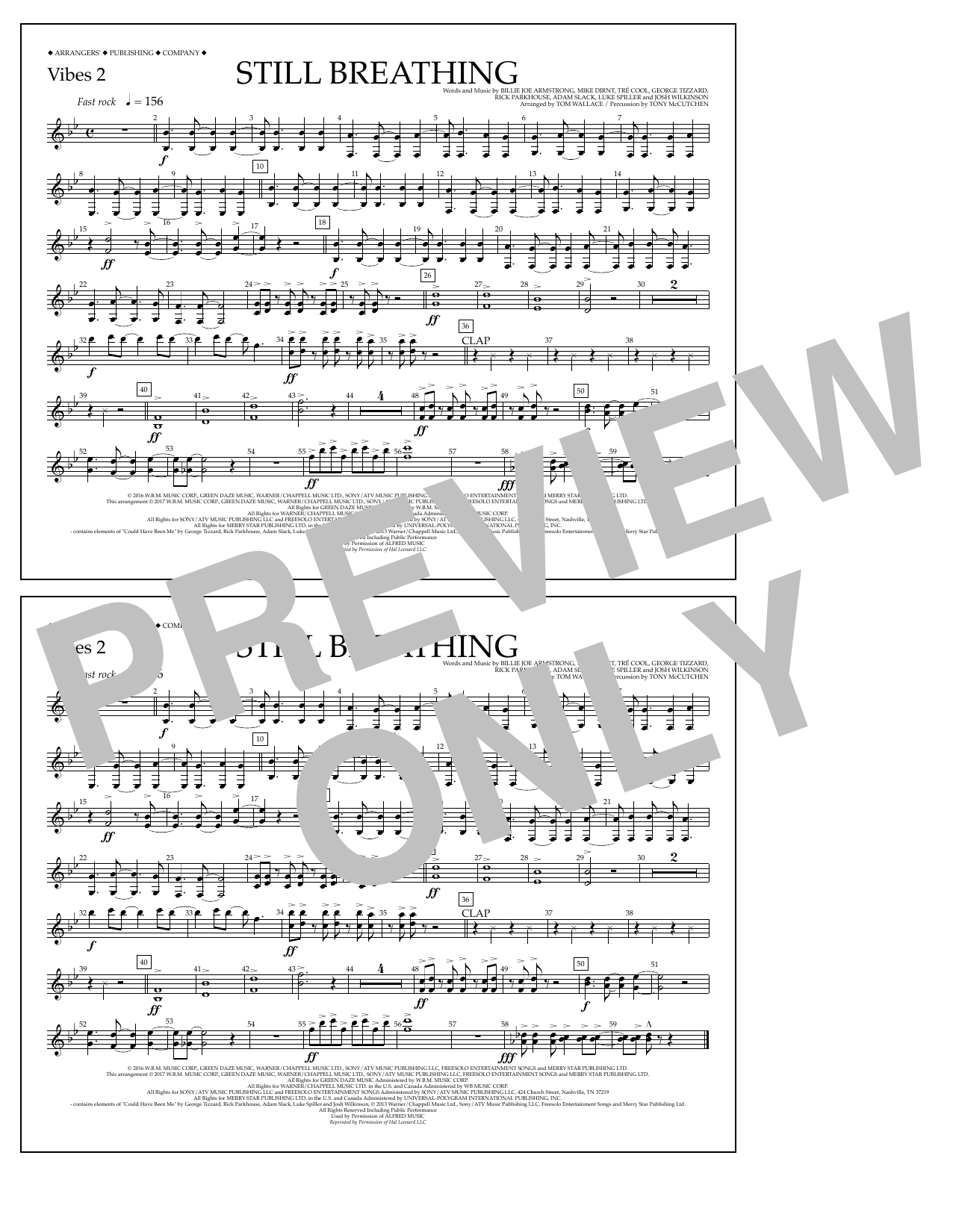 Learn to play Tom Wallace Still Breathing - Vibes 2 sheet music for Marching Band in minutes. Price: 7.8900$ Tom Wallace Still Breathing - Vibes 2 sheet music notes and chords arranged for Marching Band