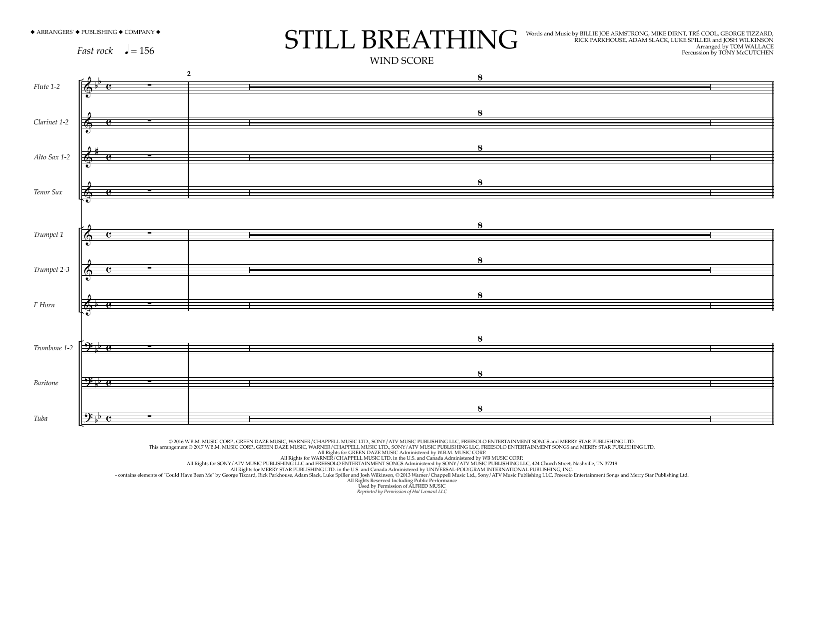Learn to play Tom Wallace Still Breathing - Wind Score sheet music for Marching Band in minutes. Price: 11.9700$ Tom Wallace Still Breathing - Wind Score sheet music notes and chords arranged for Marching Band