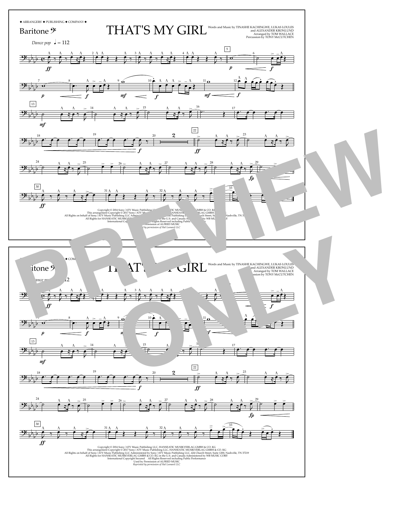 Learn to play Tom Wallace That's My Girl - Baritone B.C. sheet music for Marching Band in minutes. Price: 7.8900$ Tom Wallace That's My Girl - Baritone B.C. sheet music notes and chords arranged for Marching Band