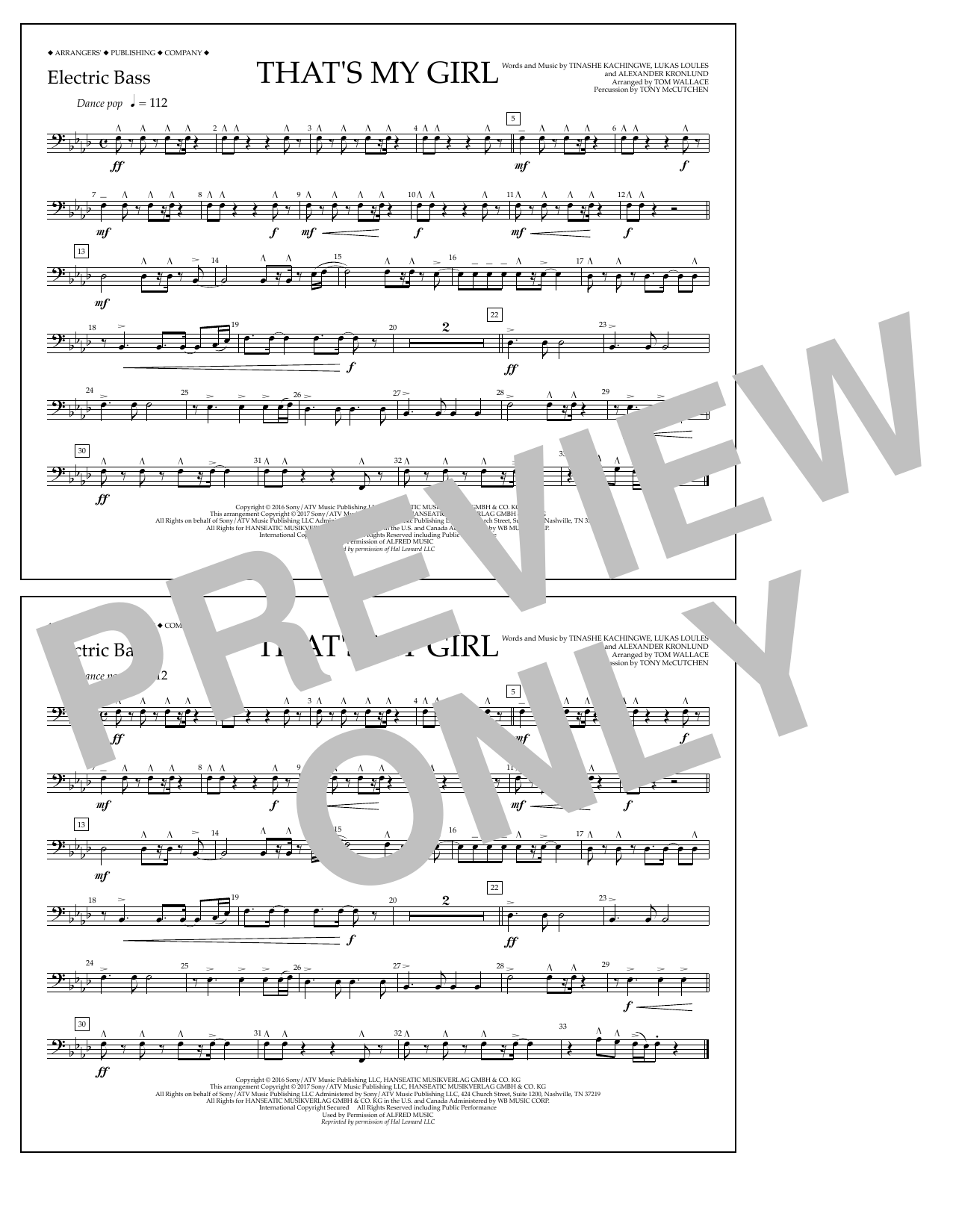 Learn to play Tom Wallace That's My Girl - Electric Bass sheet music for Marching Band in minutes. Price: 7.8900$ Tom Wallace That's My Girl - Electric Bass sheet music notes and chords arranged for Marching Band
