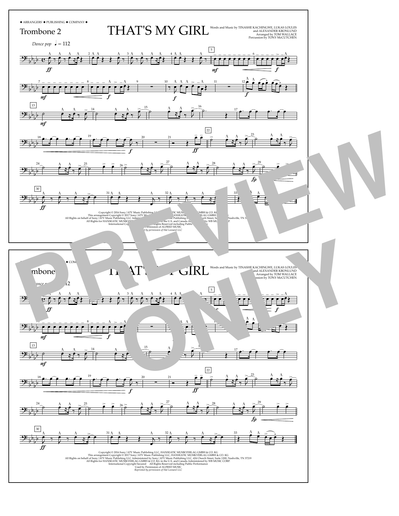 Learn to play Tom Wallace That's My Girl - Trombone 2 sheet music for Marching Band in minutes. Price: 7.8900$ Tom Wallace That's My Girl - Trombone 2 sheet music notes and chords arranged for Marching Band