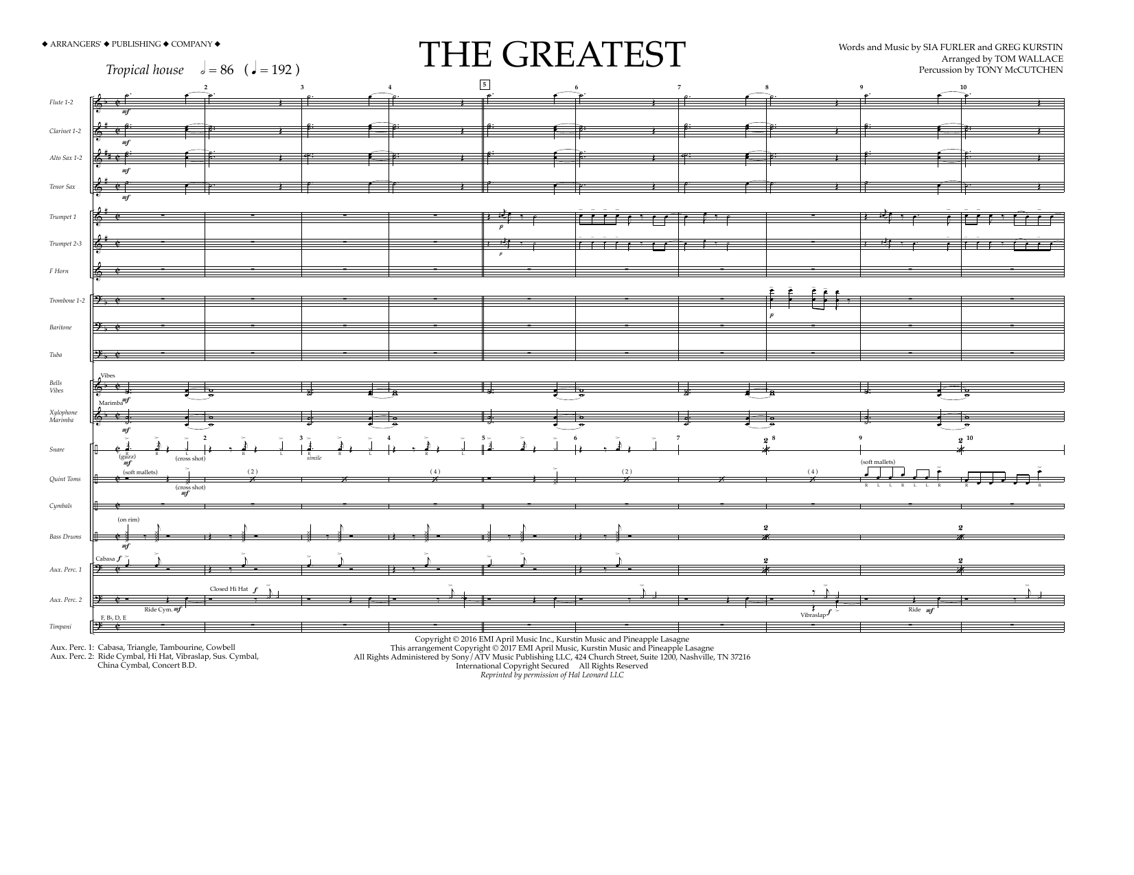 Learn to play Tom Wallace The Greatest - Full Score sheet music for Marching Band in minutes. Price: 11.9700$ Tom Wallace The Greatest - Full Score sheet music notes and chords arranged for Marching Band