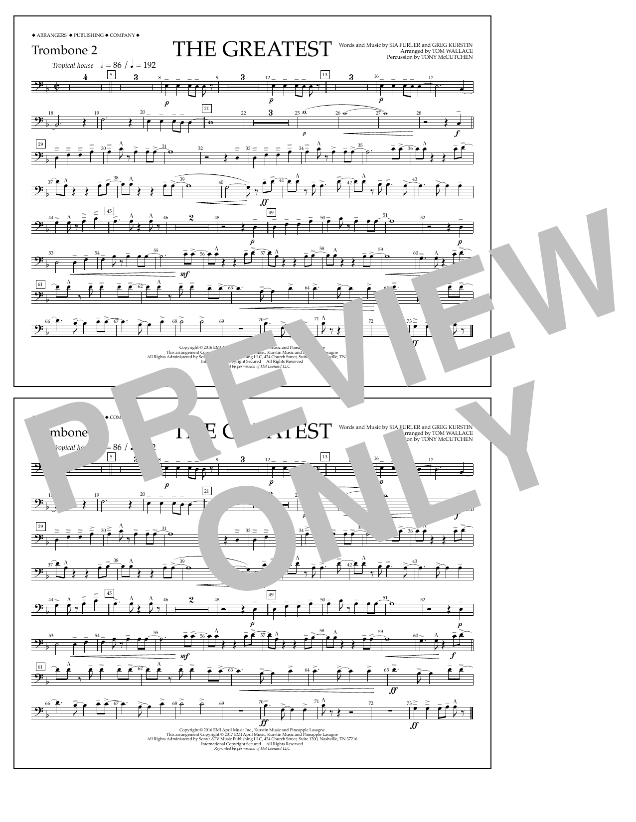 Learn to play Tom Wallace The Greatest - Trombone 2 sheet music for Marching Band in minutes. Price: 7.8900$ Tom Wallace The Greatest - Trombone 2 sheet music notes and chords arranged for Marching Band