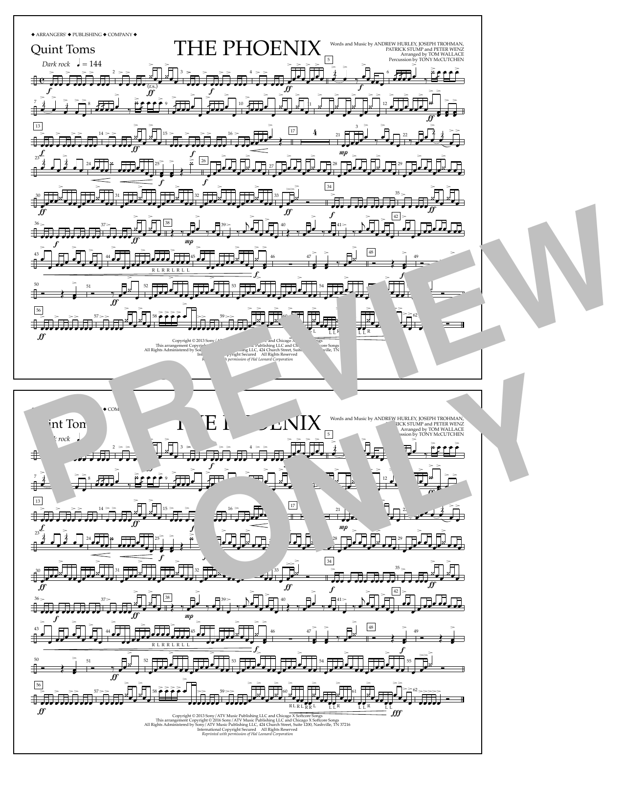 Learn to play Tom Wallace The Phoenix - Quint-Toms sheet music for Marching Band in minutes. Price: 7.8900$ Tom Wallace The Phoenix - Quint-Toms sheet music notes and chords arranged for Marching Band