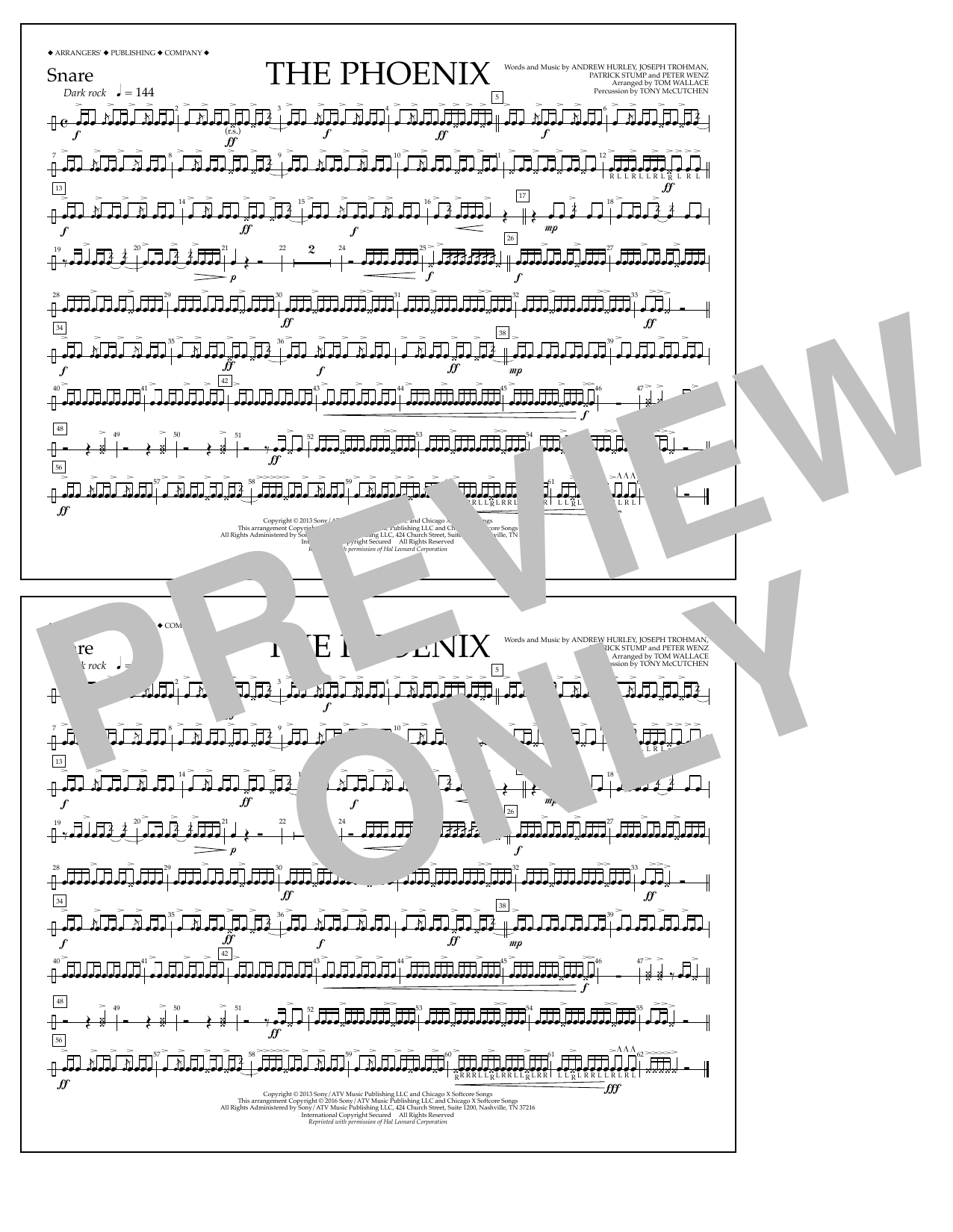 Learn to play Tom Wallace The Phoenix - Snare sheet music for Marching Band in minutes. Price: 7.8900$ Tom Wallace The Phoenix - Snare sheet music notes and chords arranged for Marching Band