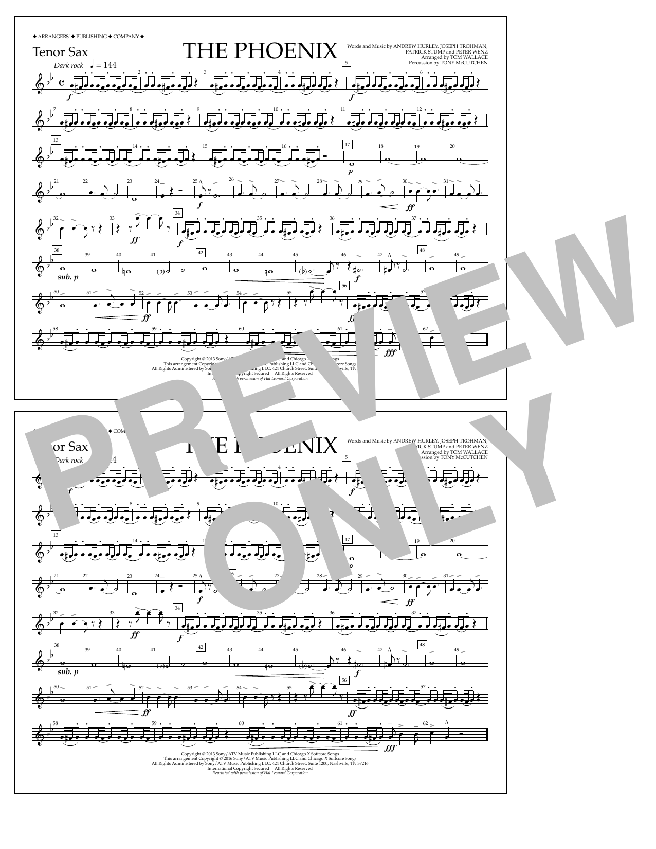 Tom Wallace The Phoenix - Tenor Sax sheet music notes and chords arranged for Marching Band