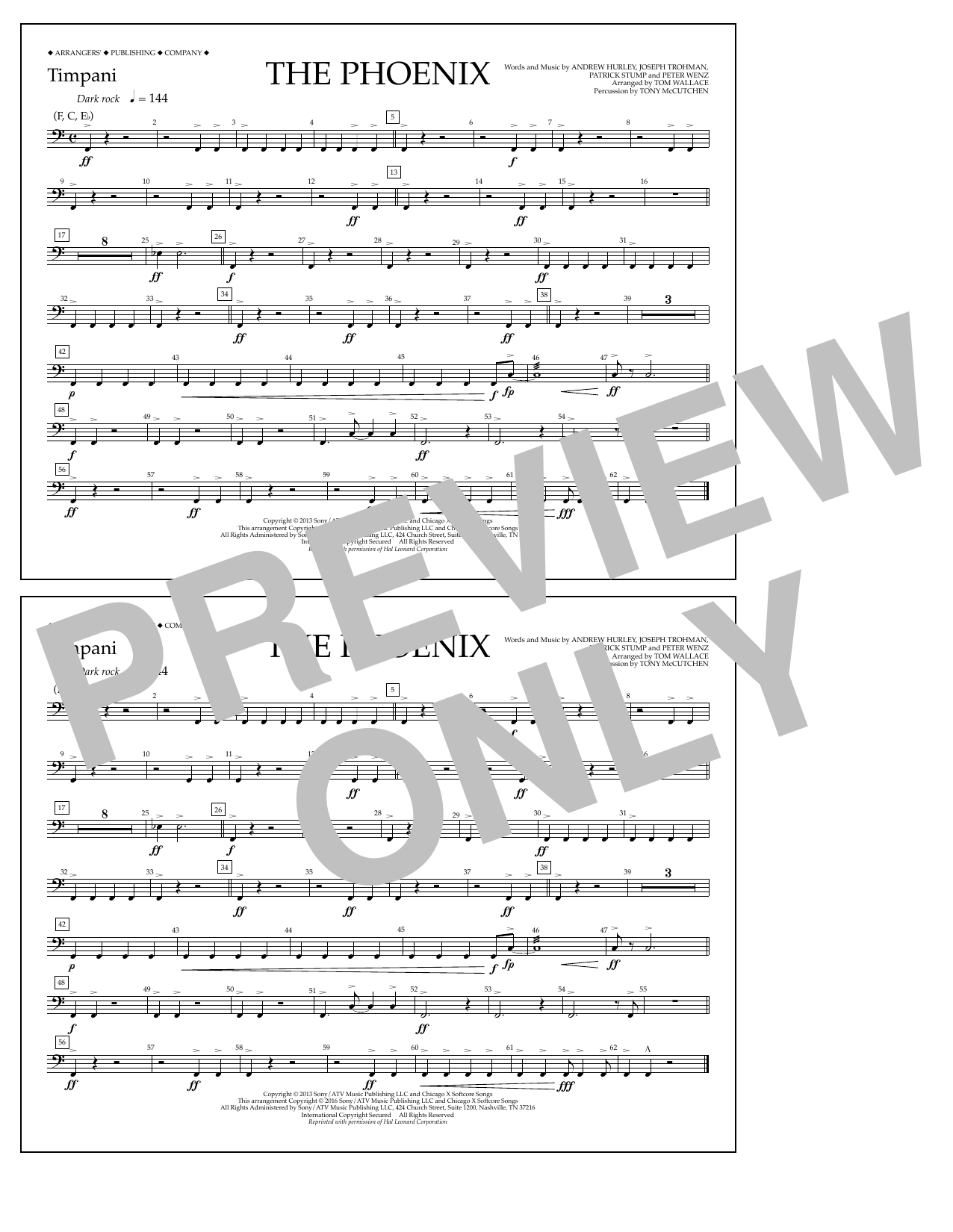 Learn to play Tom Wallace The Phoenix - Timpani sheet music for Marching Band in minutes. Price: 7.8900$ Tom Wallace The Phoenix - Timpani sheet music notes and chords arranged for Marching Band