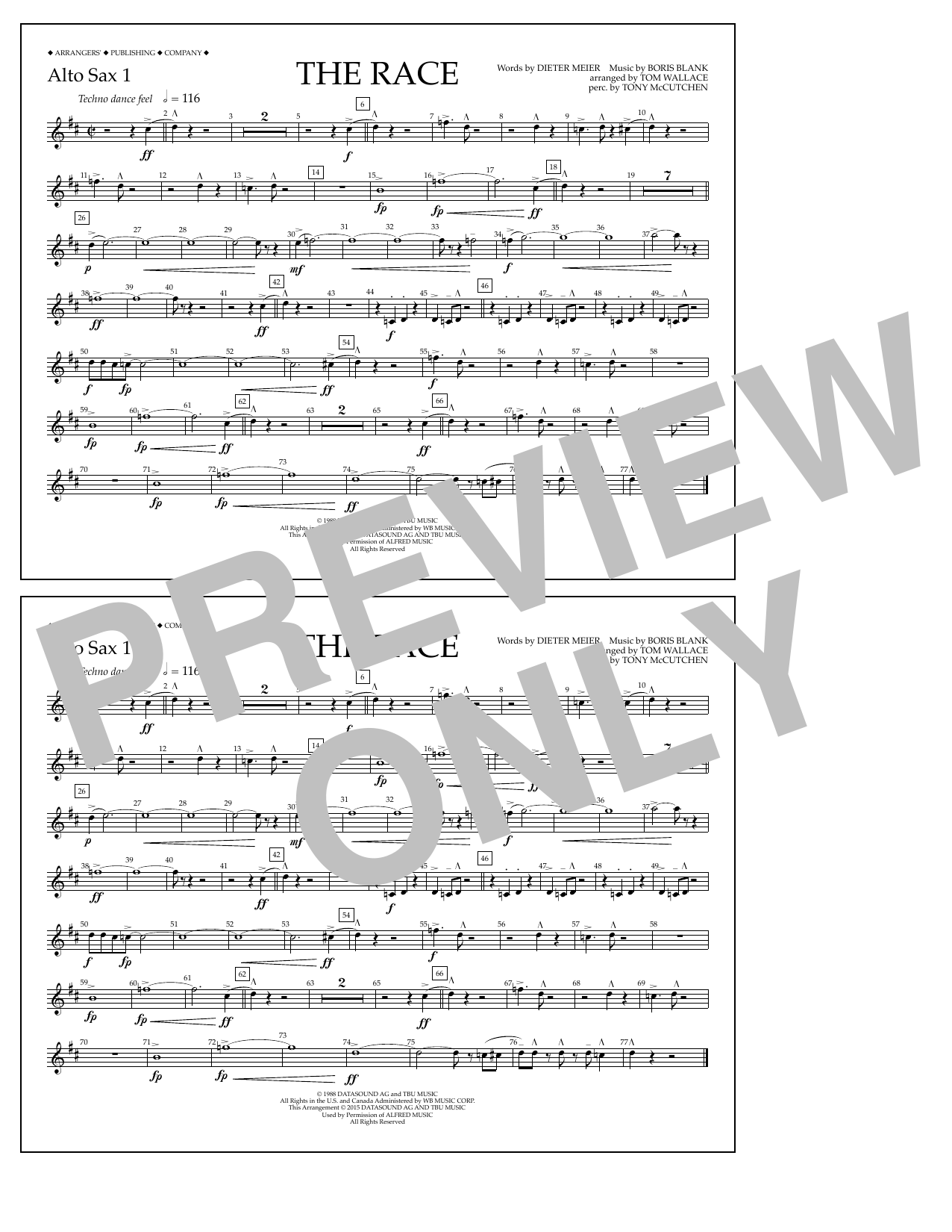 Learn to play Tom Wallace The Race - Alto Sax 1 sheet music for Marching Band in minutes. Price: 7.8900$ Tom Wallace The Race - Alto Sax 1 sheet music notes and chords arranged for Marching Band