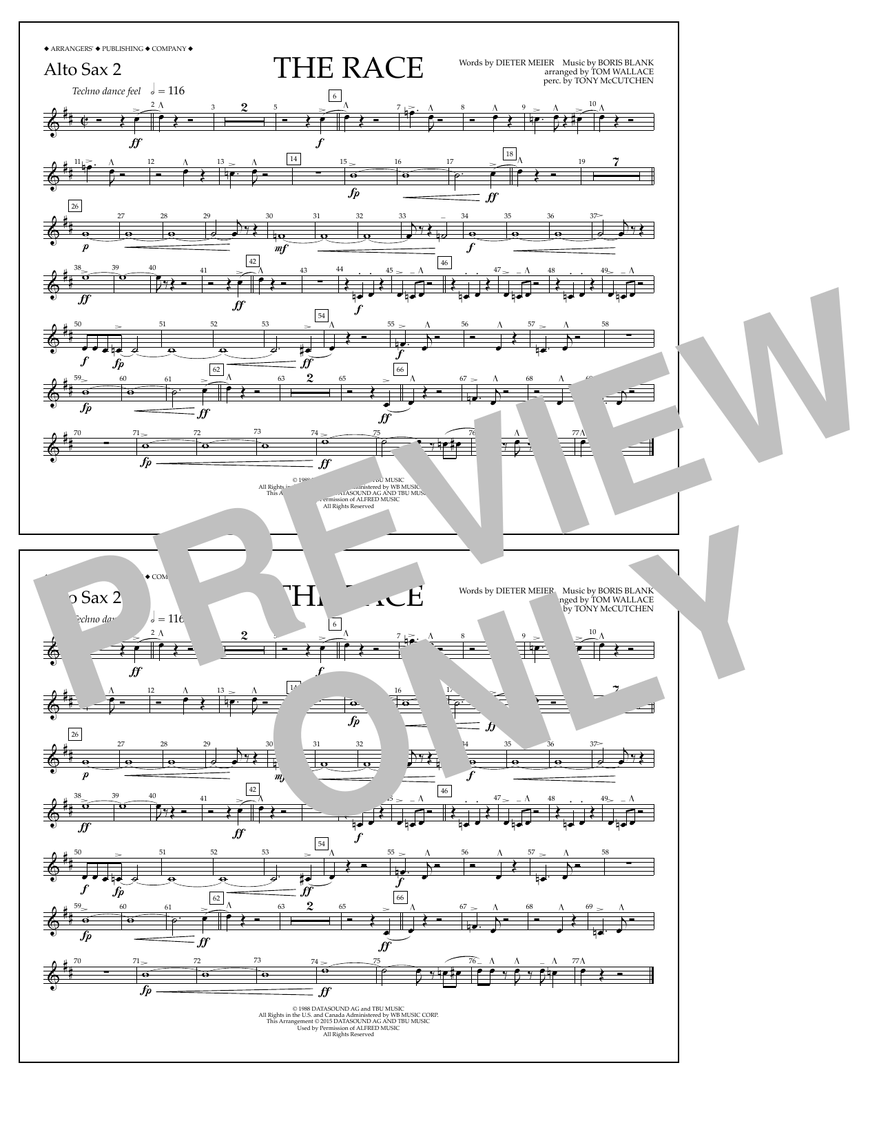 Learn to play Tom Wallace The Race - Alto Sax 2 sheet music for Marching Band in minutes. Price: 7.8900$ Tom Wallace The Race - Alto Sax 2 sheet music notes and chords arranged for Marching Band