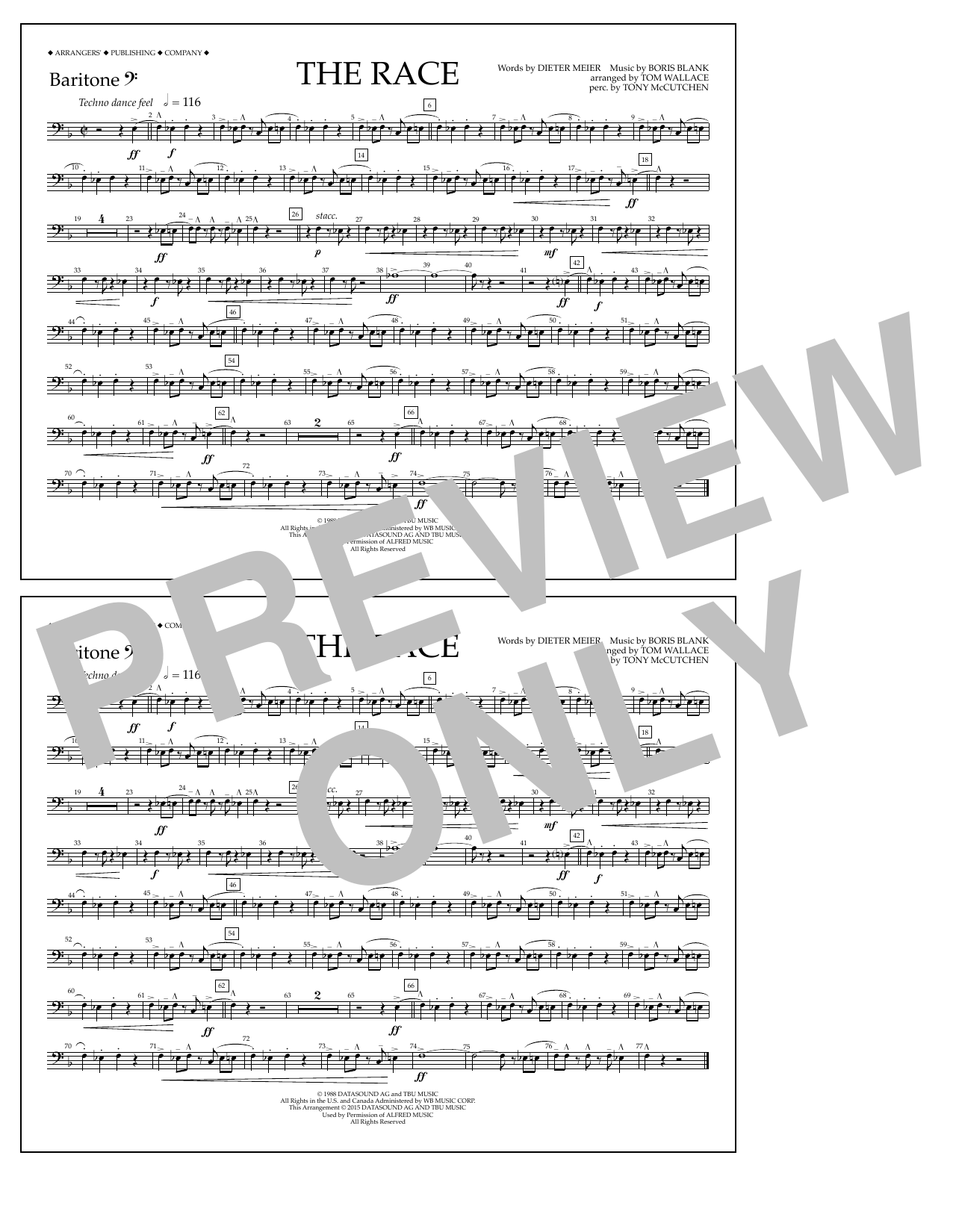 Learn to play Tom Wallace The Race - Baritone B.C. sheet music for Marching Band in minutes. Price: 7.8900$ Tom Wallace The Race - Baritone B.C. sheet music notes and chords arranged for Marching Band