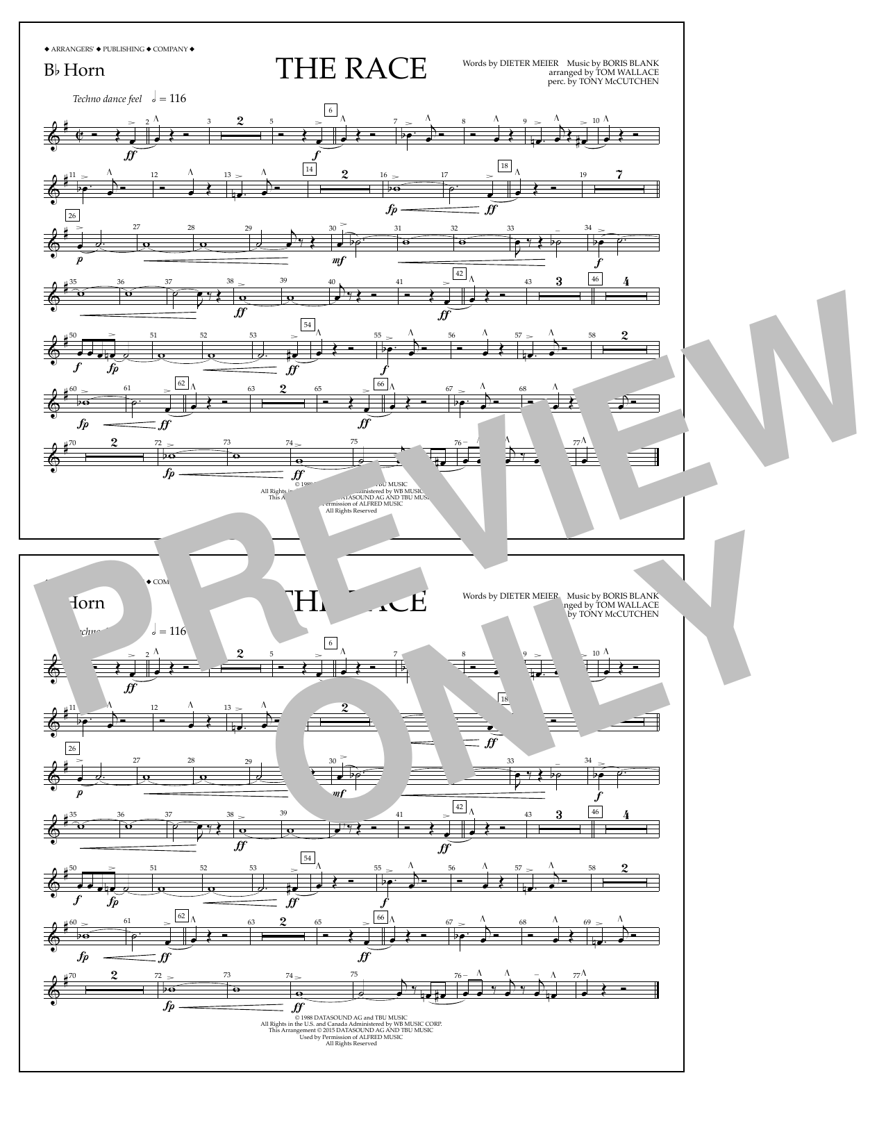 Learn to play Tom Wallace The Race - Bb Horn sheet music for Marching Band in minutes. Price: 7.8900$ Tom Wallace The Race - Bb Horn sheet music notes and chords arranged for Marching Band