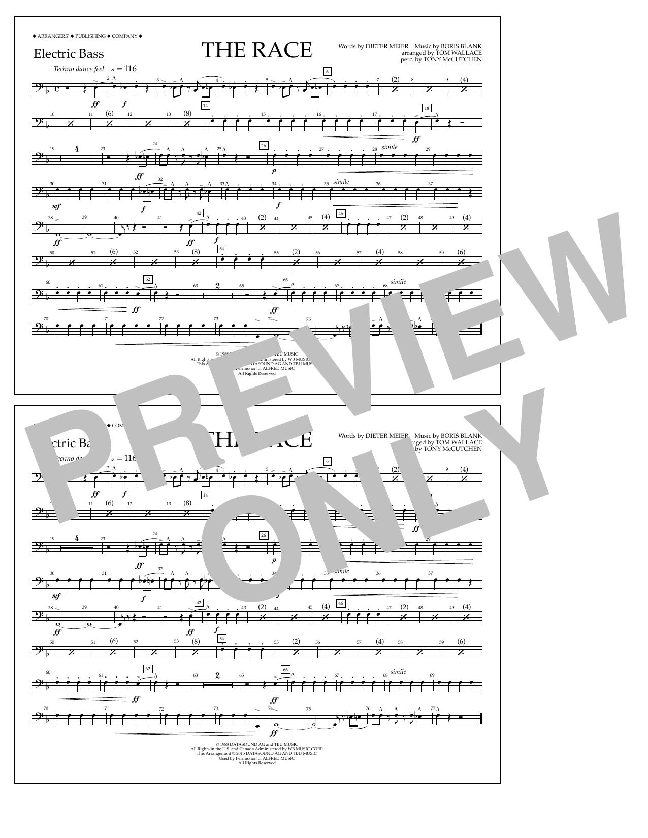Learn to play Tom Wallace The Race - Electric Bass sheet music for Marching Band in minutes. Price: 7.8900$ Tom Wallace The Race - Electric Bass sheet music notes and chords arranged for Marching Band