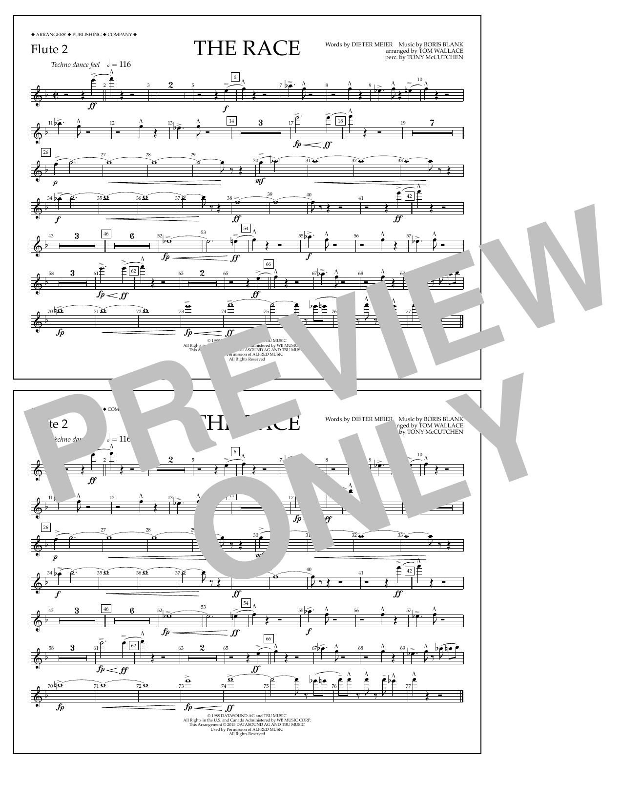 Learn to play Tom Wallace The Race - Flute 2 sheet music for Marching Band in minutes. Price: 7.8900$ Tom Wallace The Race - Flute 2 sheet music notes and chords arranged for Marching Band