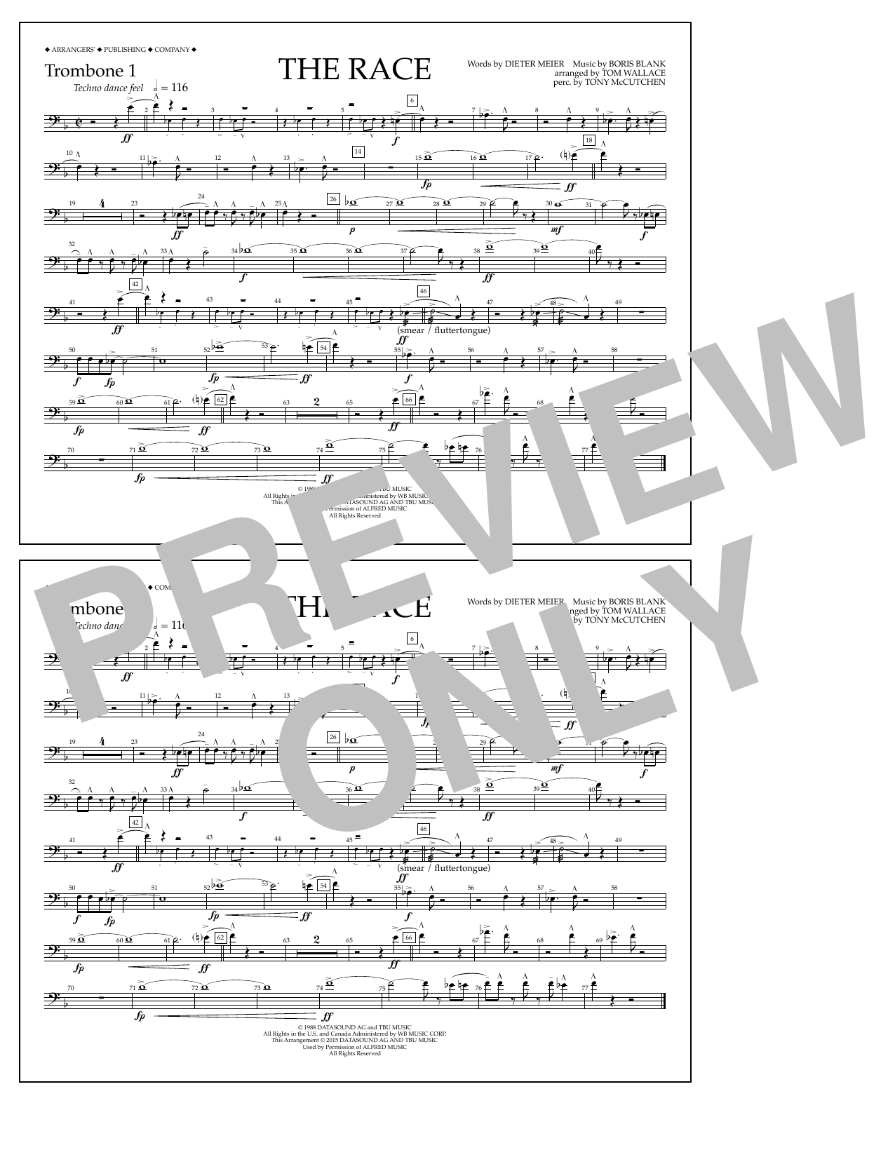 Learn to play Tom Wallace The Race - Trombone 1 sheet music for Marching Band in minutes. Price: 7.8900$ Tom Wallace The Race - Trombone 1 sheet music notes and chords arranged for Marching Band