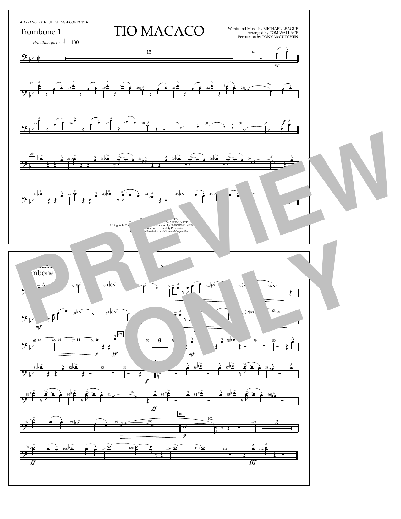 Learn to play Tom Wallace Tio Macaco - Trombone 1 sheet music for Marching Band in minutes. Price: 7.8900$ Tom Wallace Tio Macaco - Trombone 1 sheet music notes and chords arranged for Marching Band