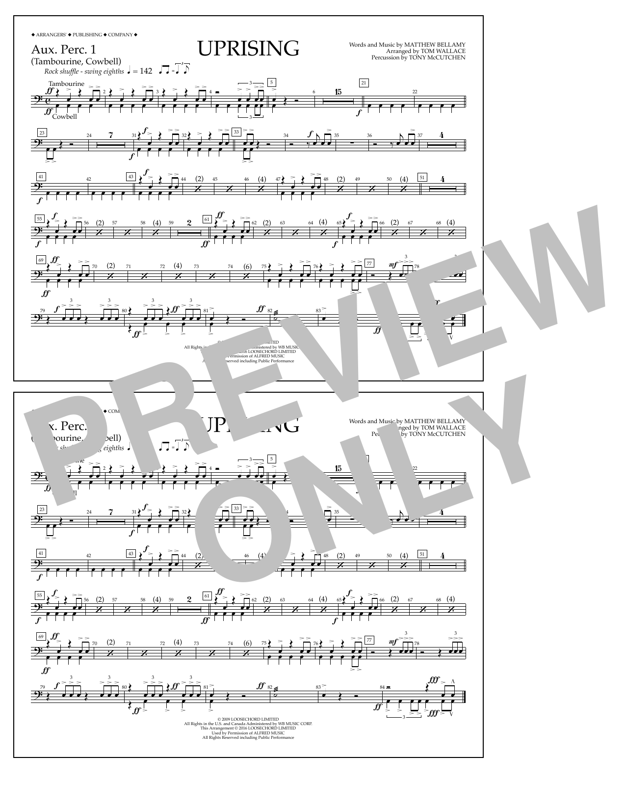 Learn to play Tom Wallace Uprising - Aux. Perc. 1 sheet music for Marching Band in minutes. Price: 7.8900$ Tom Wallace Uprising - Aux. Perc. 1 sheet music notes and chords arranged for Marching Band