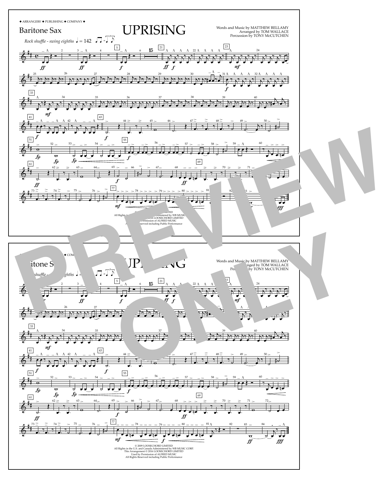 Learn to play Tom Wallace Uprising - Baritone Sax sheet music for Marching Band in minutes. Price: 7.8900$ Tom Wallace Uprising - Baritone Sax sheet music notes and chords arranged for Marching Band