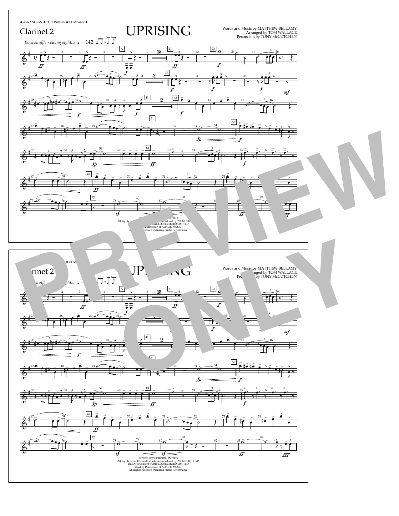 Learn to play Tom Wallace Uprising - Clarinet 2 sheet music for Marching Band in minutes. Price: 7.8900$ Tom Wallace Uprising - Clarinet 2 sheet music notes and chords arranged for Marching Band