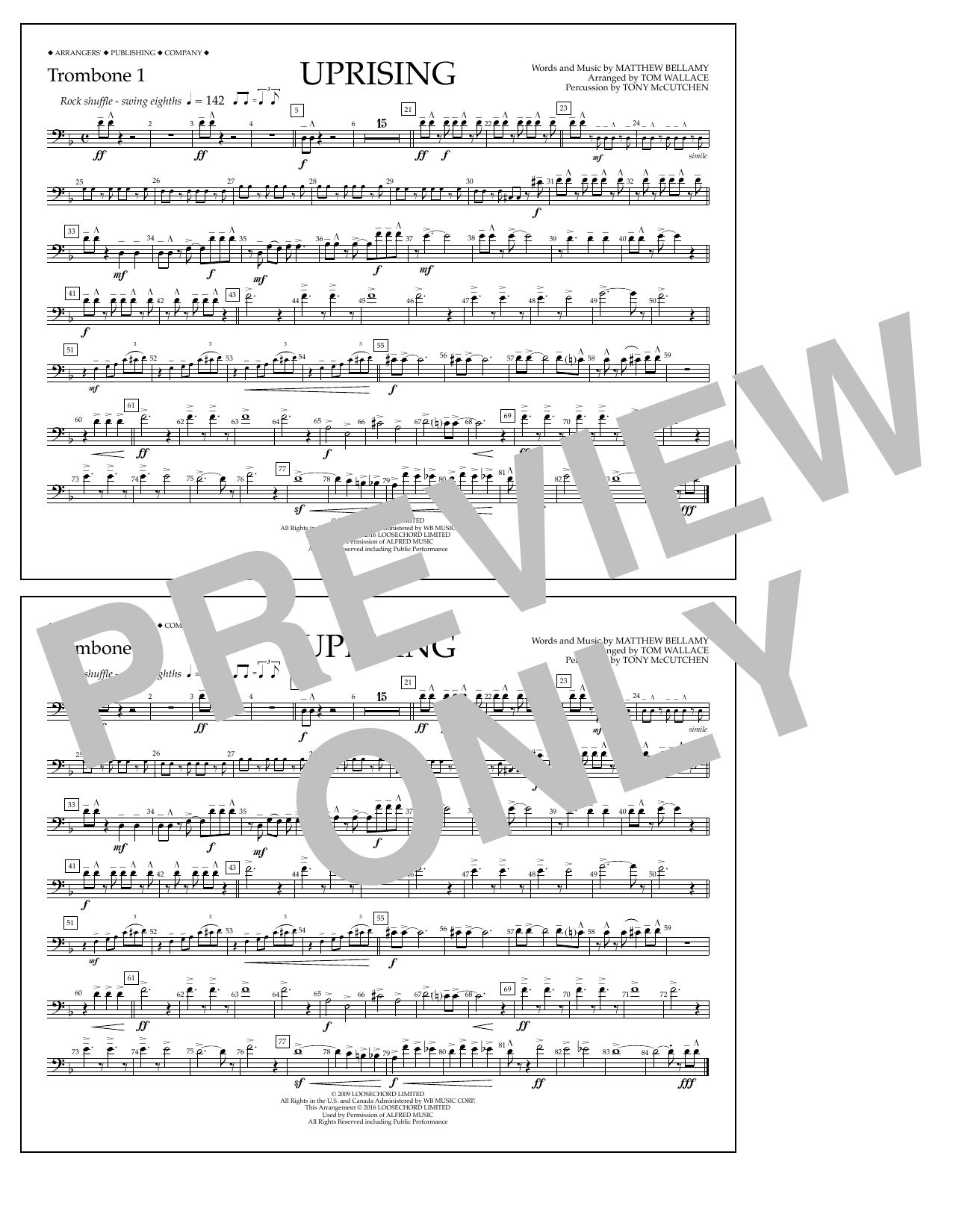 Learn to play Tom Wallace Uprising - Trombone 1 sheet music for Marching Band in minutes. Price: 7.8900$ Tom Wallace Uprising - Trombone 1 sheet music notes and chords arranged for Marching Band