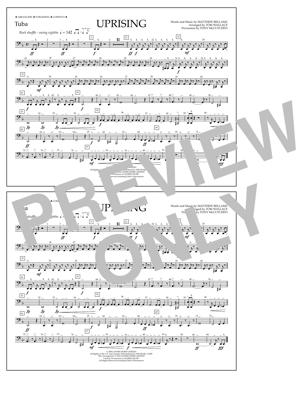 Tom Wallace Uprising - Tuba sheet music notes and chords. Download Printable PDF.