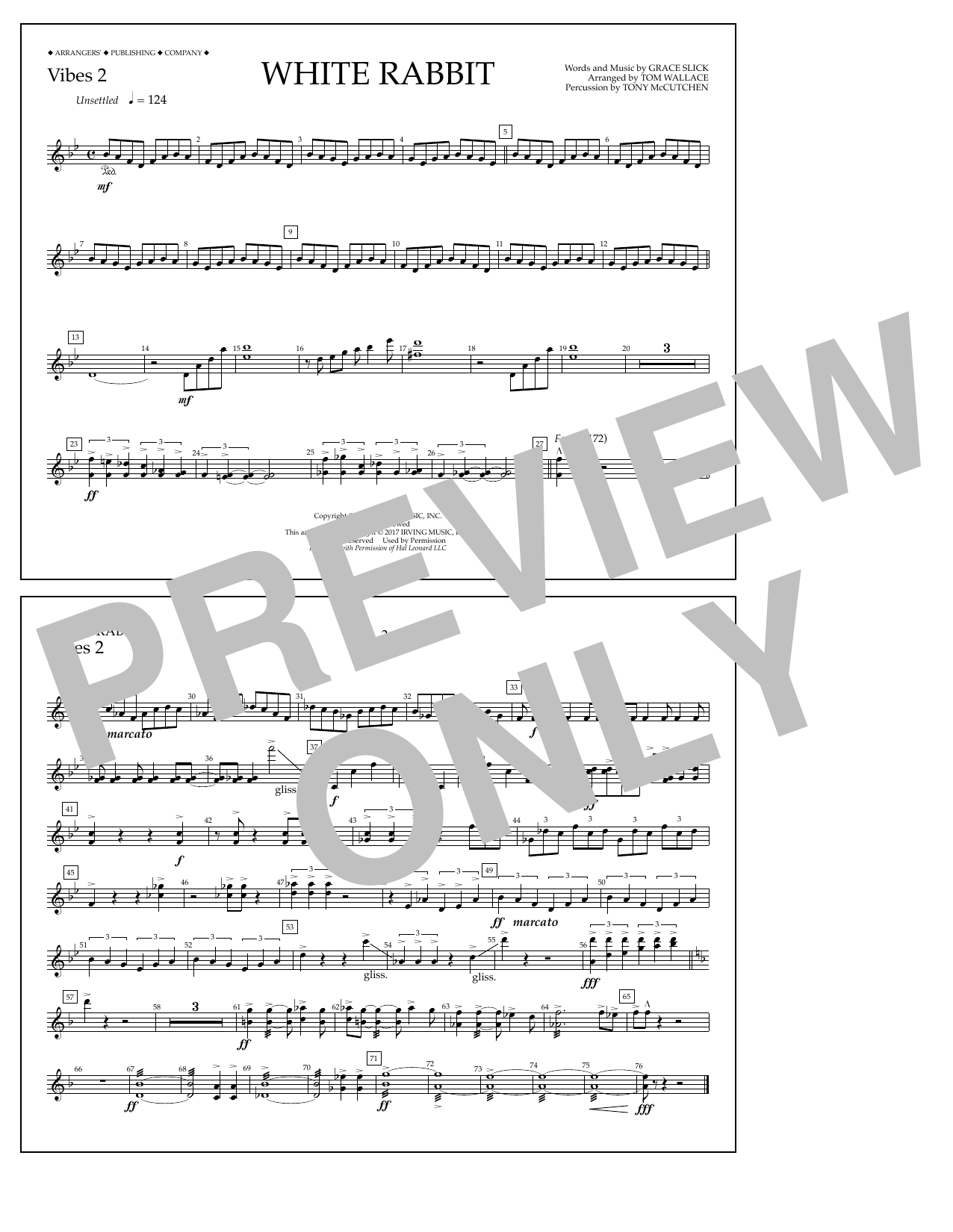 Learn to play Tom Wallace White Rabbit - Vibes 2 sheet music for Marching Band in minutes. Price: 7.8900$ Tom Wallace White Rabbit - Vibes 2 sheet music notes and chords arranged for Marching Band