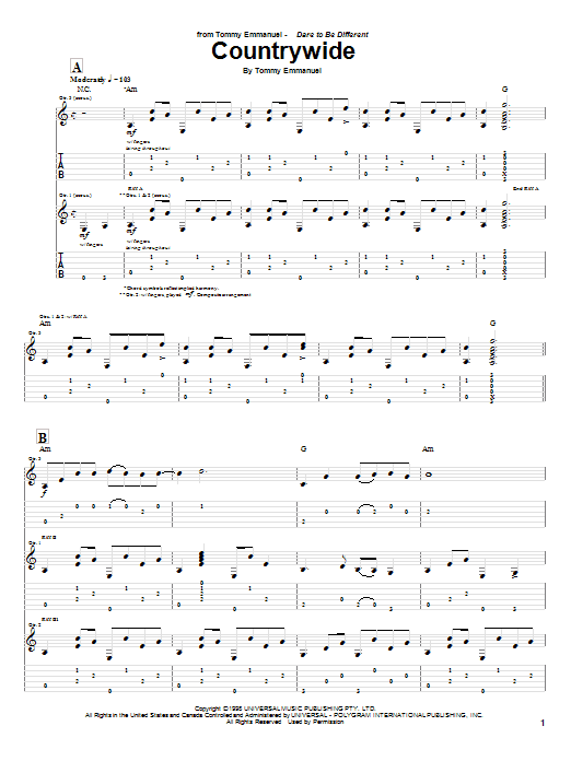 Learn to play Tommy Emmanuel Countrywide sheet music for Guitar Tab in minutes. Price: 7.8900$ Tommy Emmanuel Countrywide sheet music notes and chords arranged for Guitar Tab