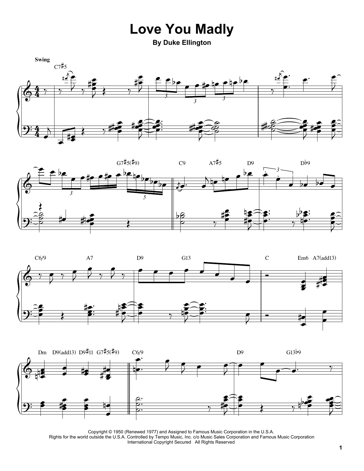 Tommy Flanagan Love You Madly sheet music notes and chords. Download Printable PDF.